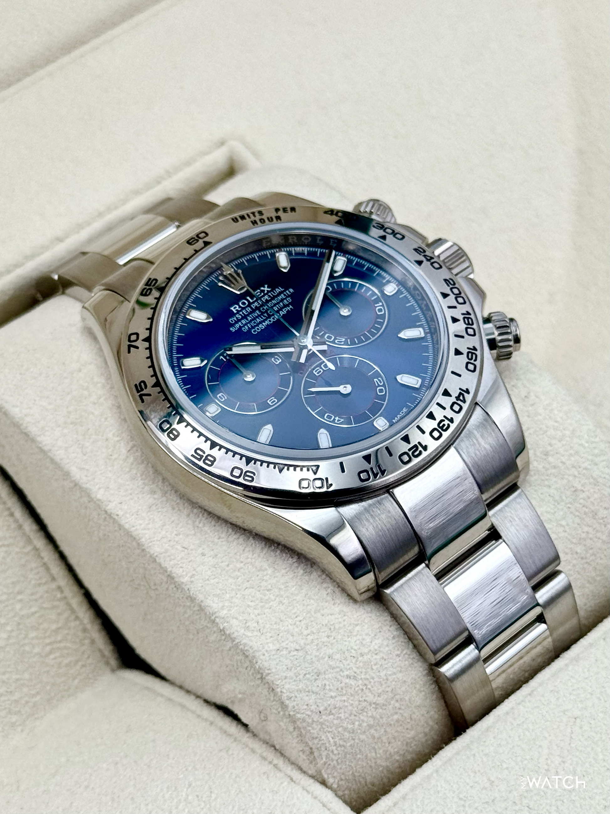 2019 Rolex Daytona 40mm 116509 White Gold Blue Dial - MyWatchLLC