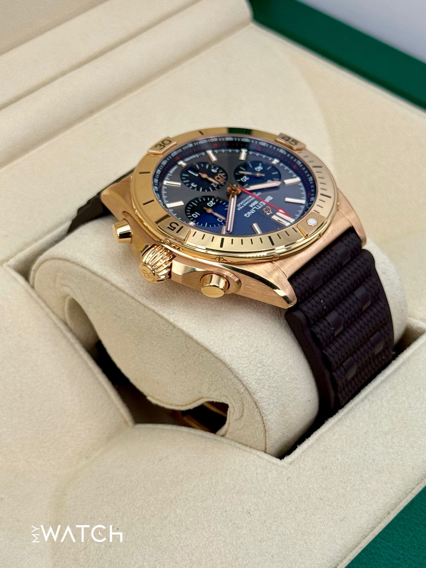 2023 Breitling Chronomat B01 42mm RB0134 Red Gold Grey Dial