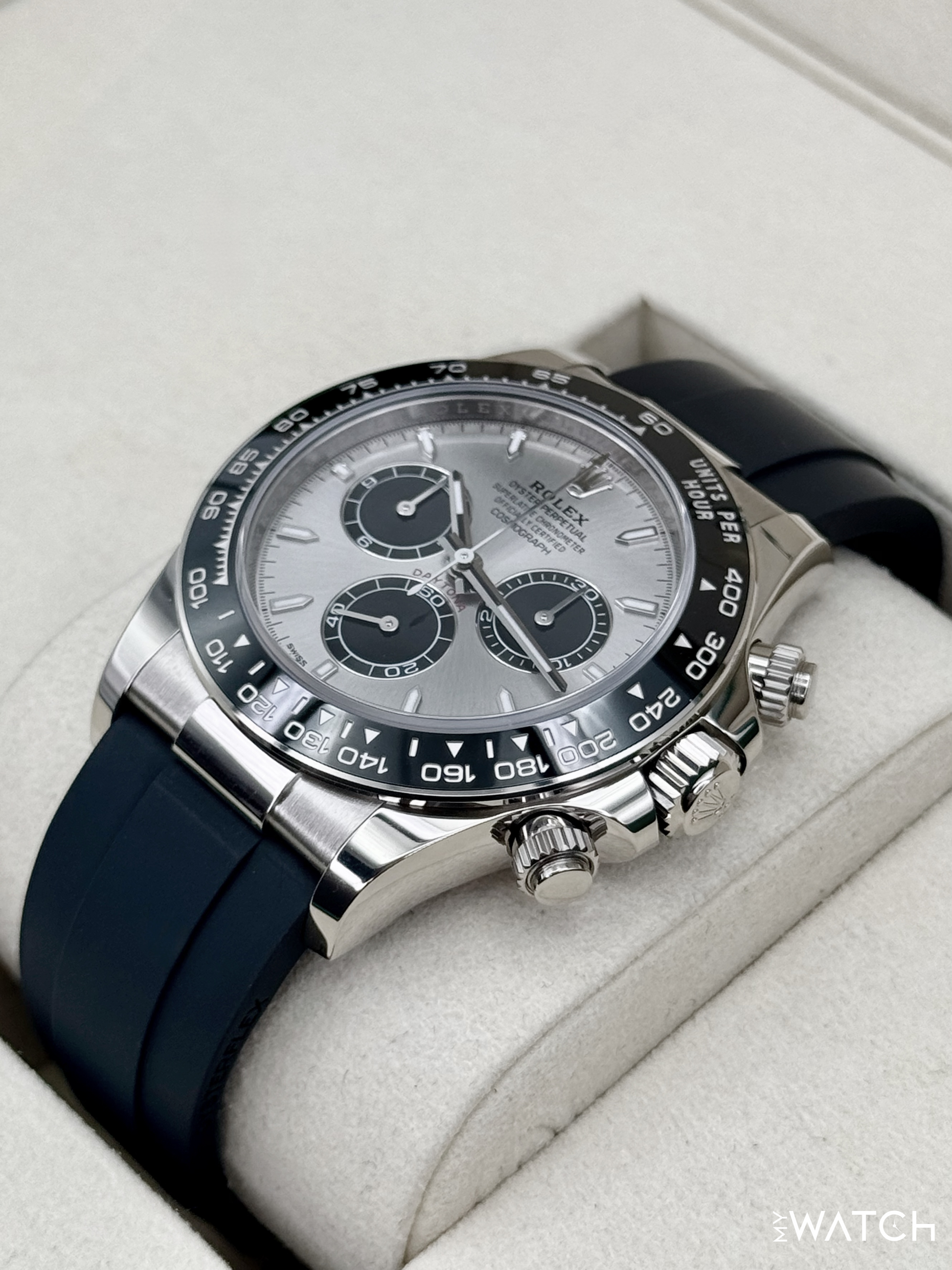 2025 Rolex Daytona 40mm 126519LN White Gold Oysterflex Silver Ghost Dial - MyWatchLLC