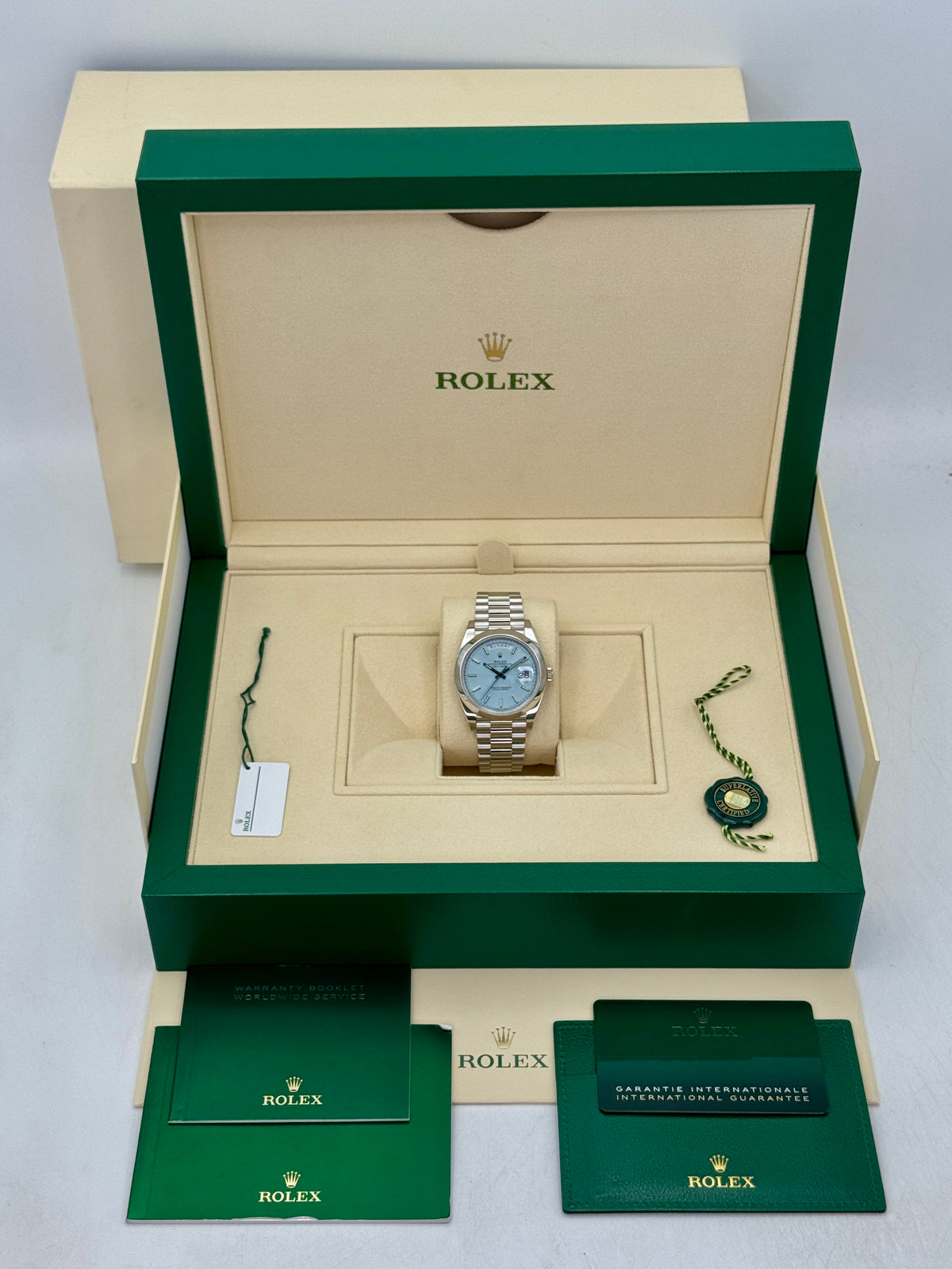 2022 Rolex Day-Date 40mm 228206 Platinum Blue Motif Dial