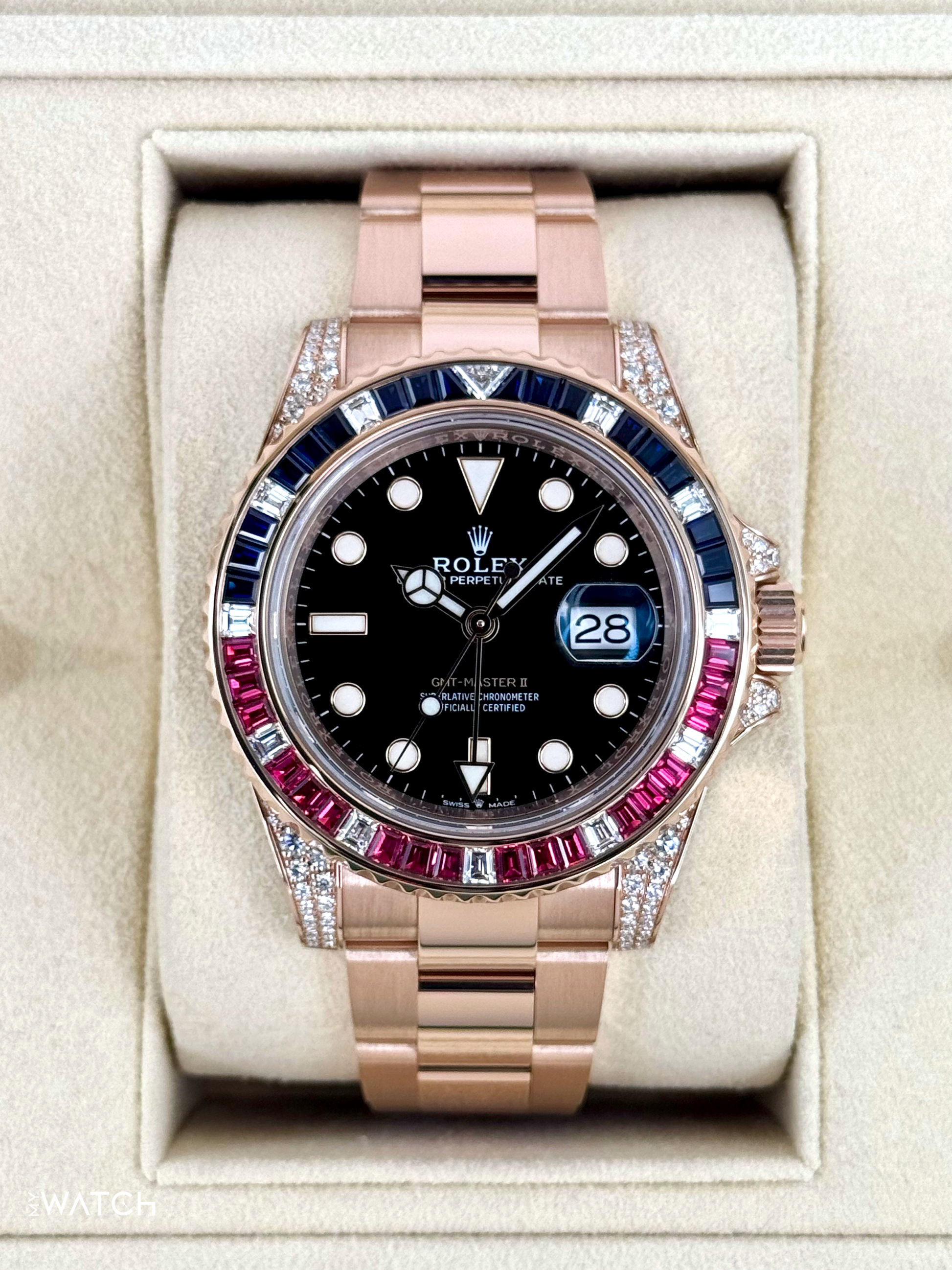 2021 Rolex GMT-Master II 40mm 126755SARU Rose Gold Sapphire and Ruby - MyWatchLLC
