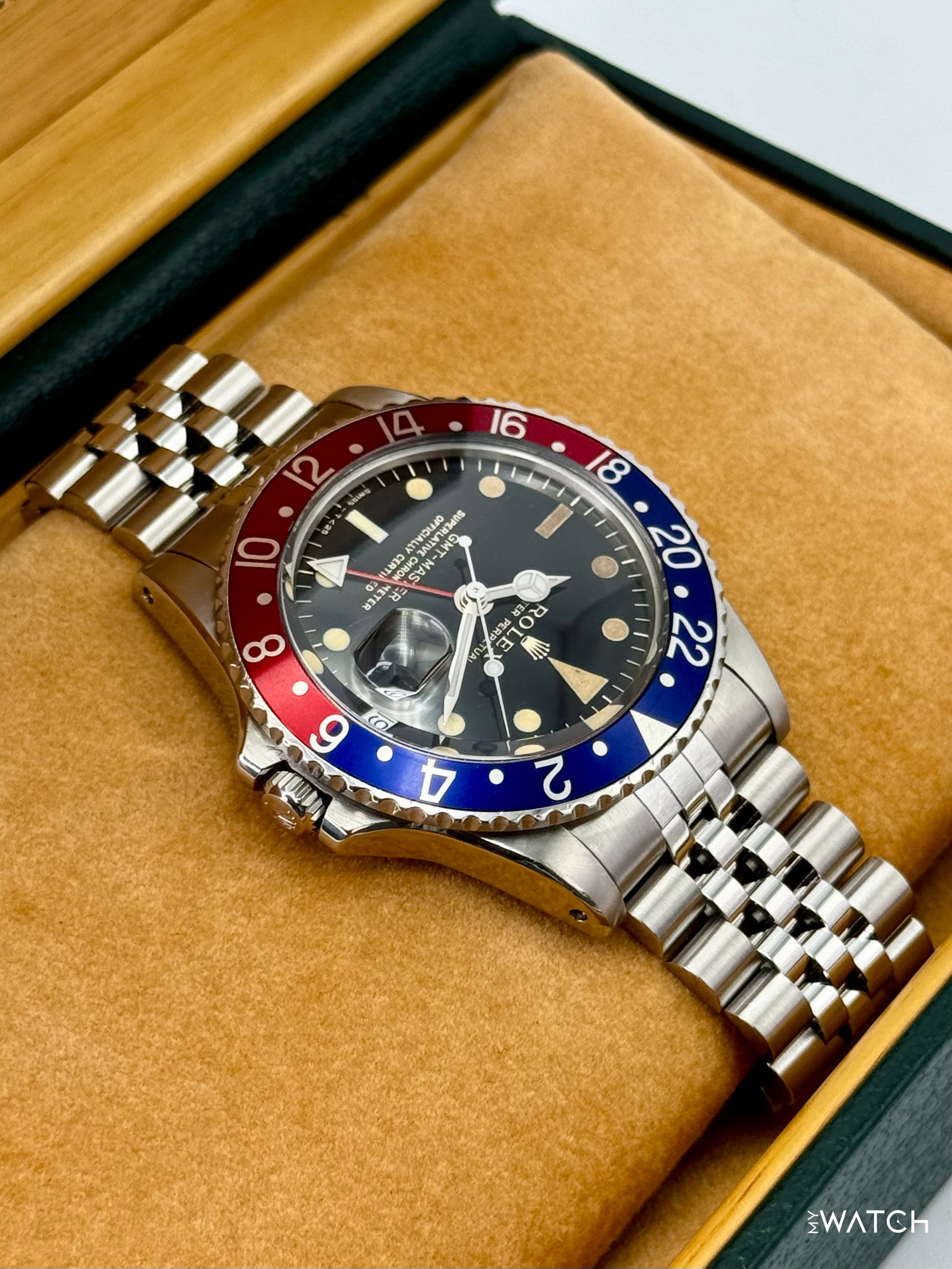 1966 Rolex GMT-Master "Pepsi" 40mm 1675 Stainless Steel Jubilee Black Dial - MyWatchLLC