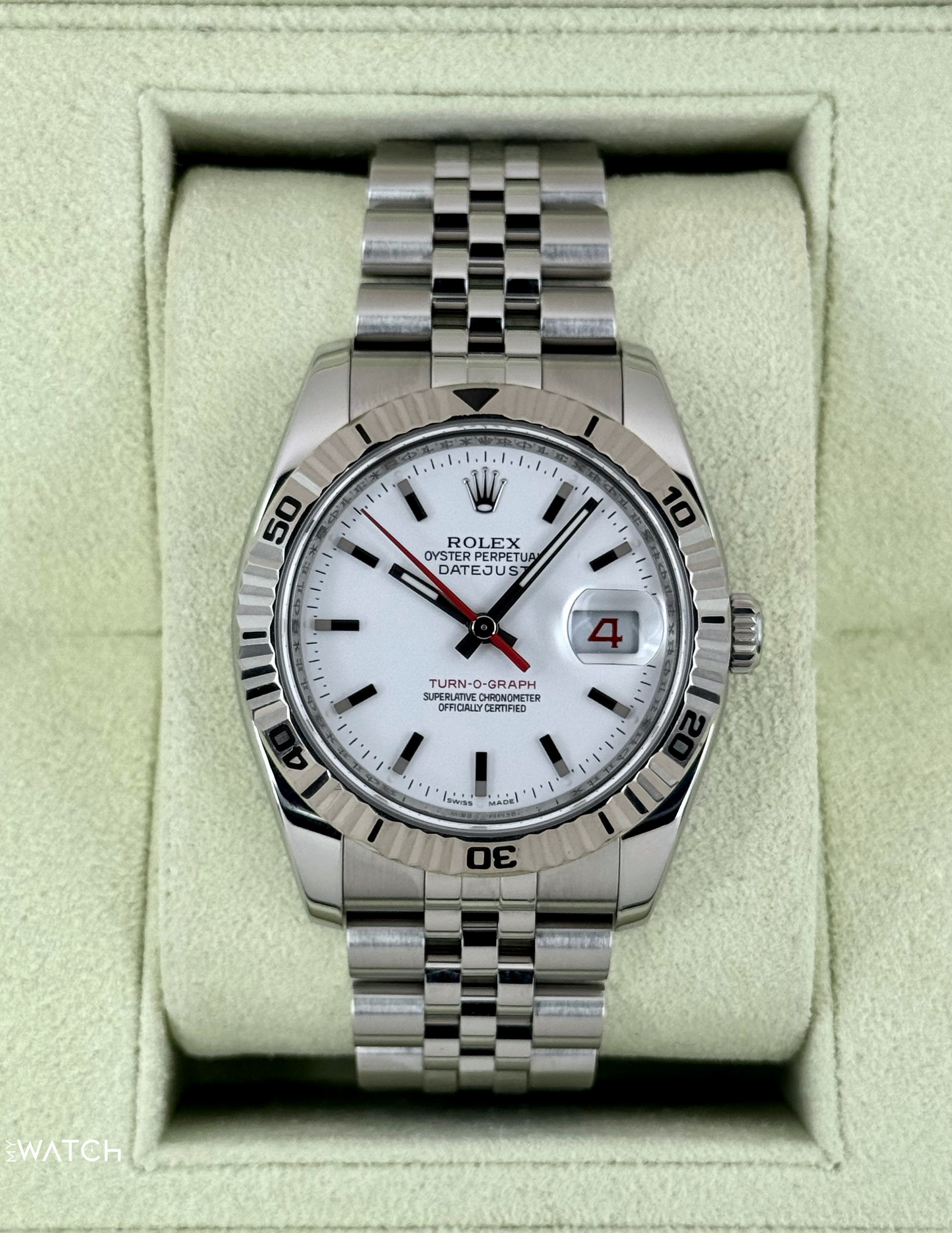 2014 Rolex Datejust Turn-O-Graph 36mm 116264 Jubilee White Dial - MyWatchLLC
