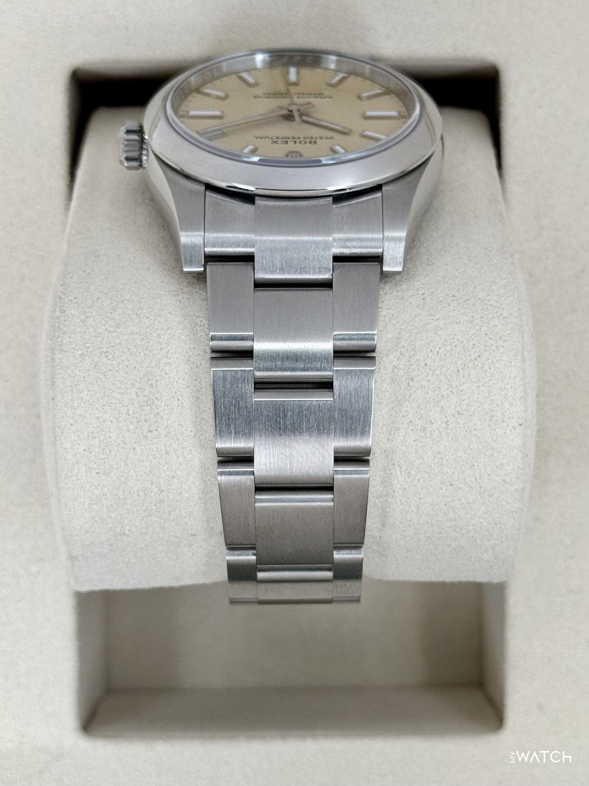 NEW 2026 Rolex Oyster Perpetual 34mm 124200 Stainless Steel Beige Dial - MyWatchLLC