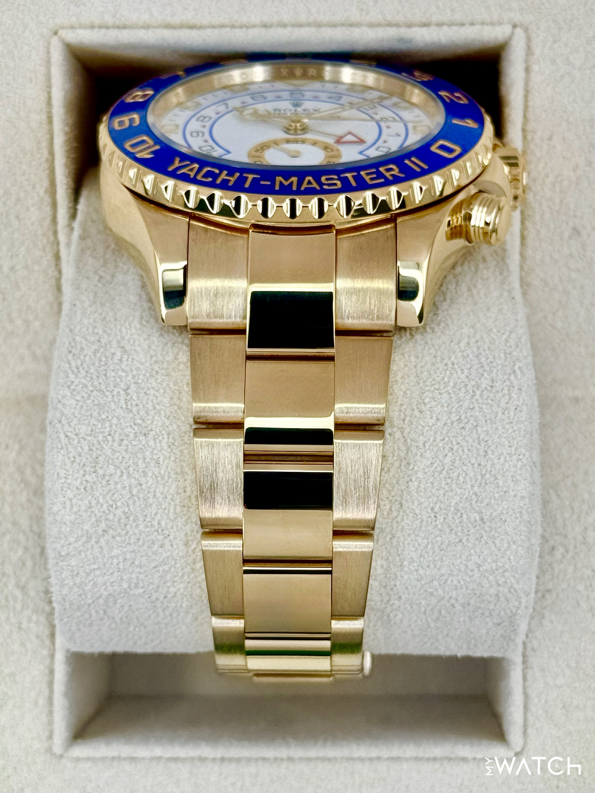 2023 Rolex Yacht-Master II 44mm 116688 18K Yellow Gold White Dial - MyWatchLLC