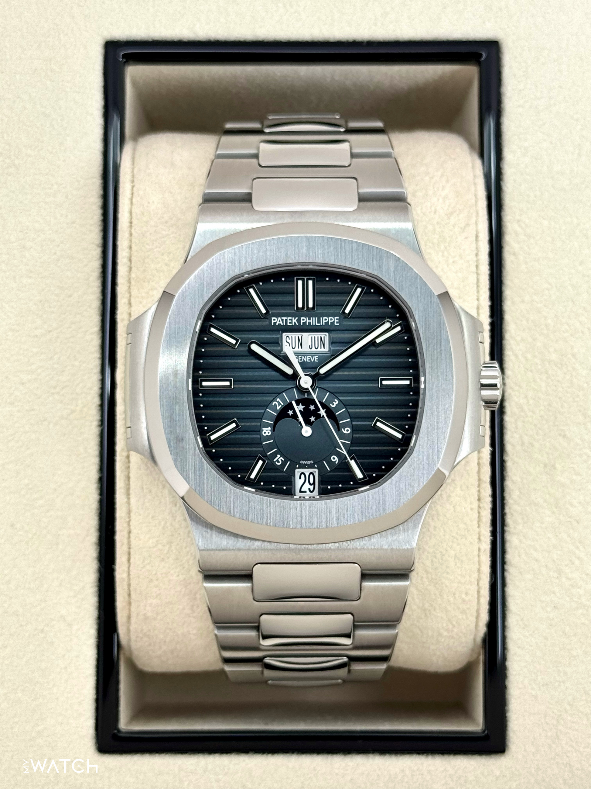 2022 Patek Philippe Nautilus Moonphase 40.5mm 5726/1A-014 Blue Dial - MyWatchLLC