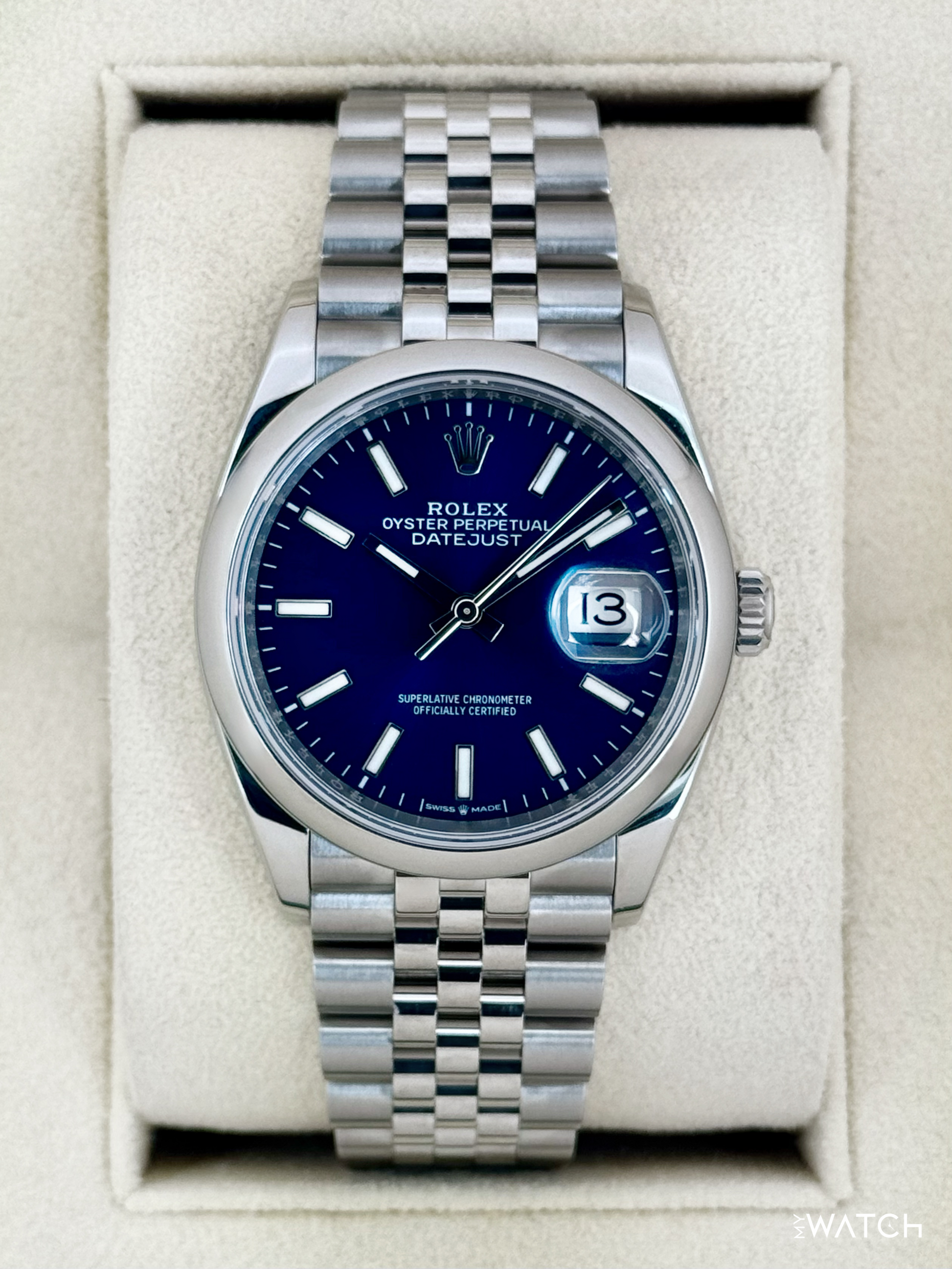 2024 Rolex Datejust 36mm 126200 Stainless Steel Jubilee Blue Dial - MyWatchLLC