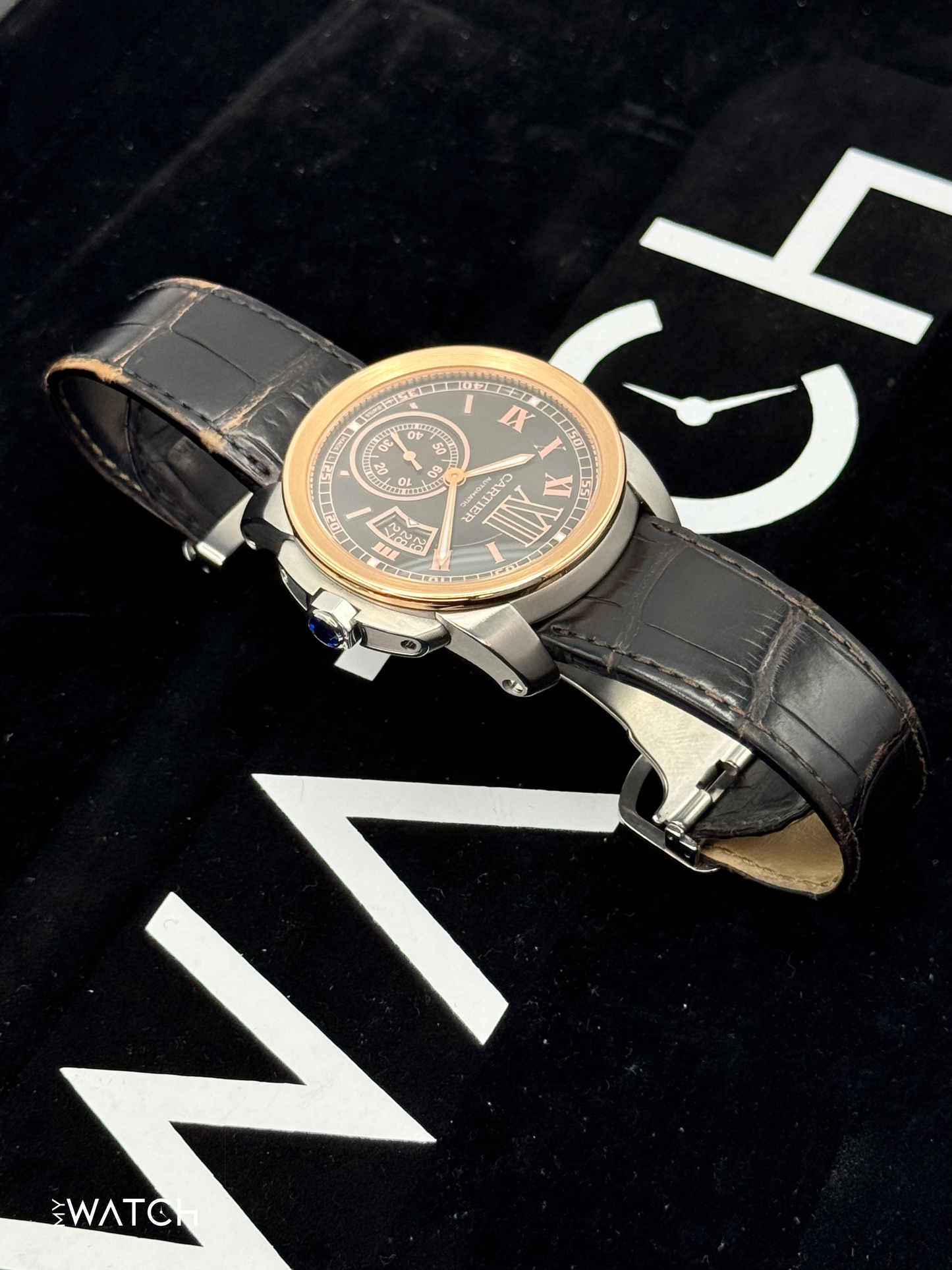 2012 Cartier Calibre De Cartier 42mm W7100051 Two-Tone Brown Dial - MyWatchLLC