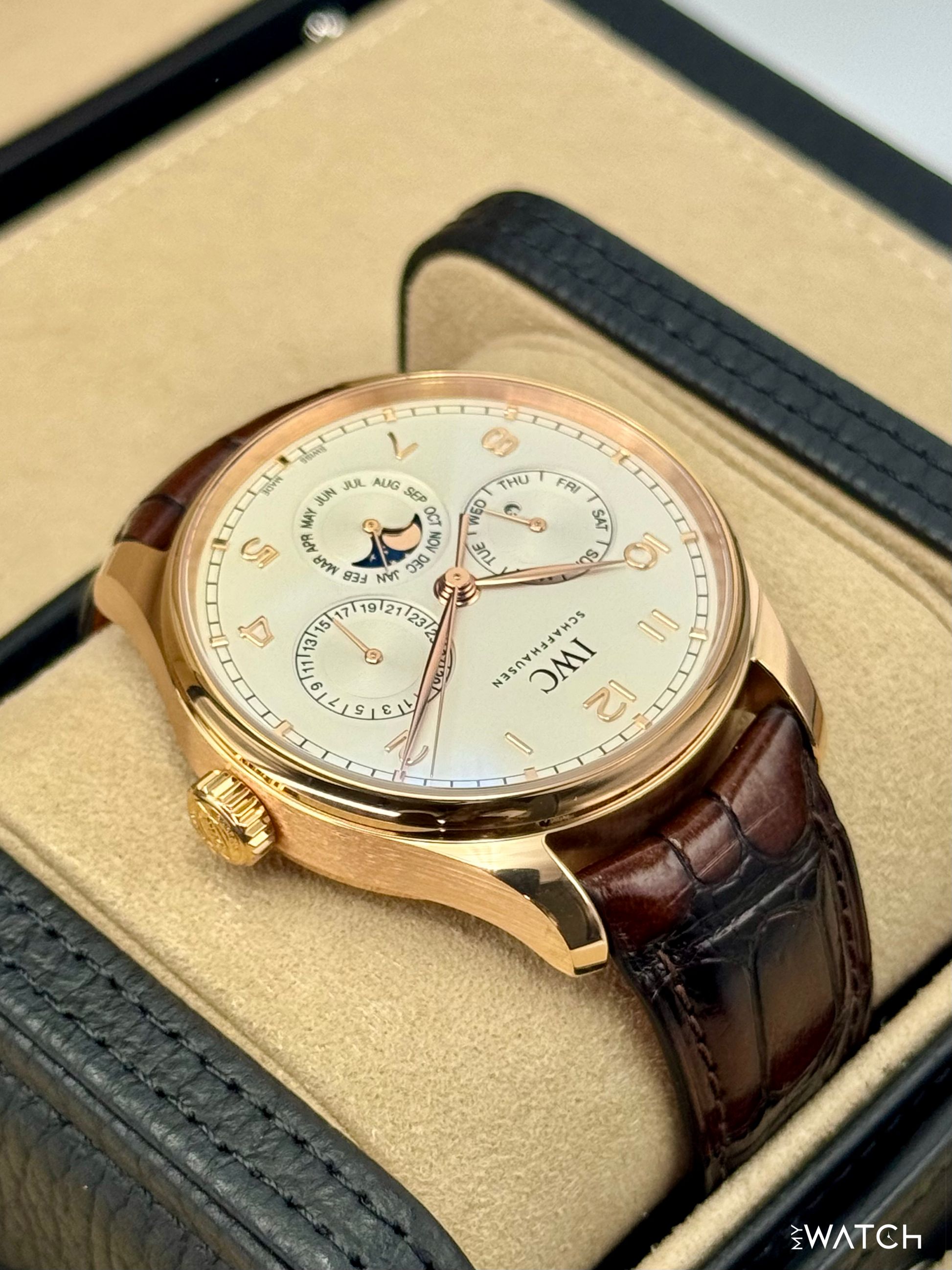 2025 IWC Portugieser Perpetual Calendar 42.4mm IW344202 Rose Gold Silver Dial - MyWatchLLC