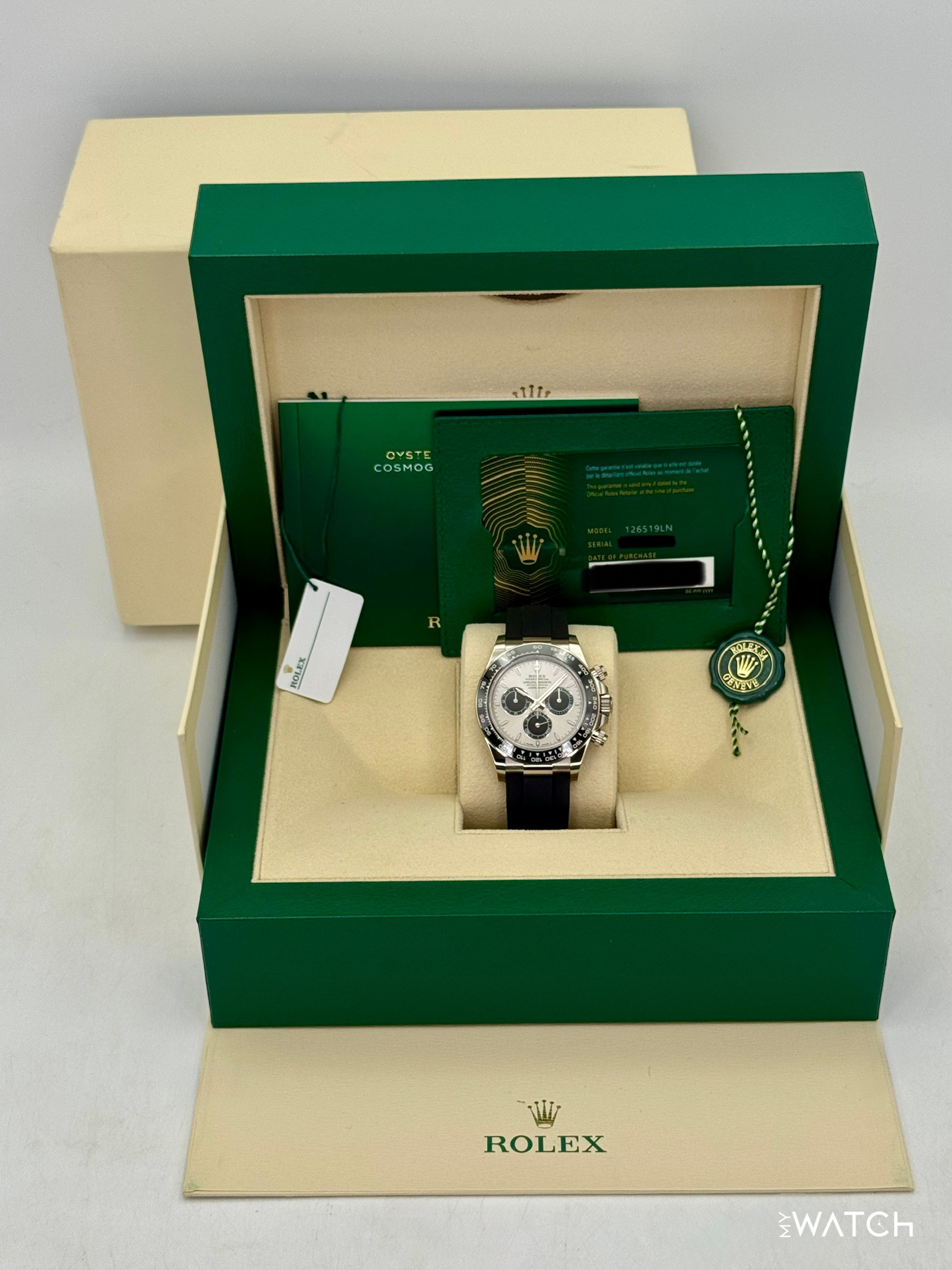 NEW 2025 Rolex Daytona 40mm 126519LN White Gold Oysterflex Silver Ghost Dial - MyWatchLLC