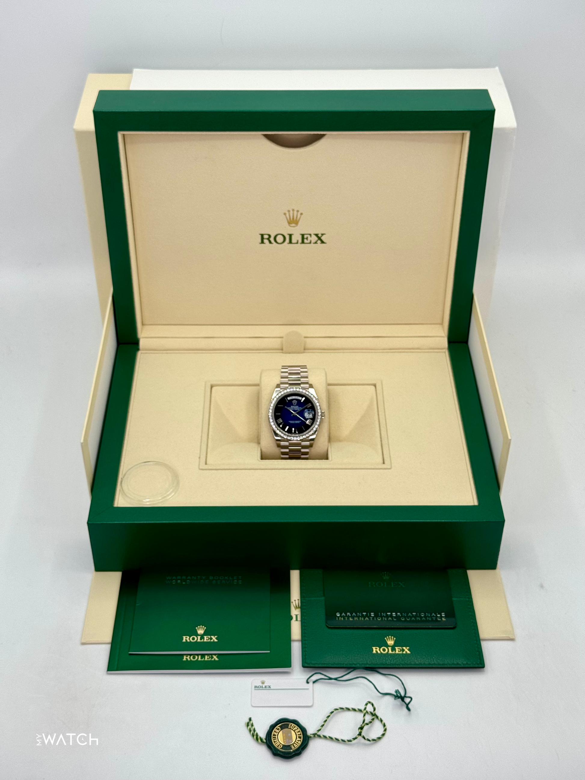 NEW 2025 Rolex Day-Date 40mm 228349RBR Presidential Blue Ombre Dial - MyWatchLLC