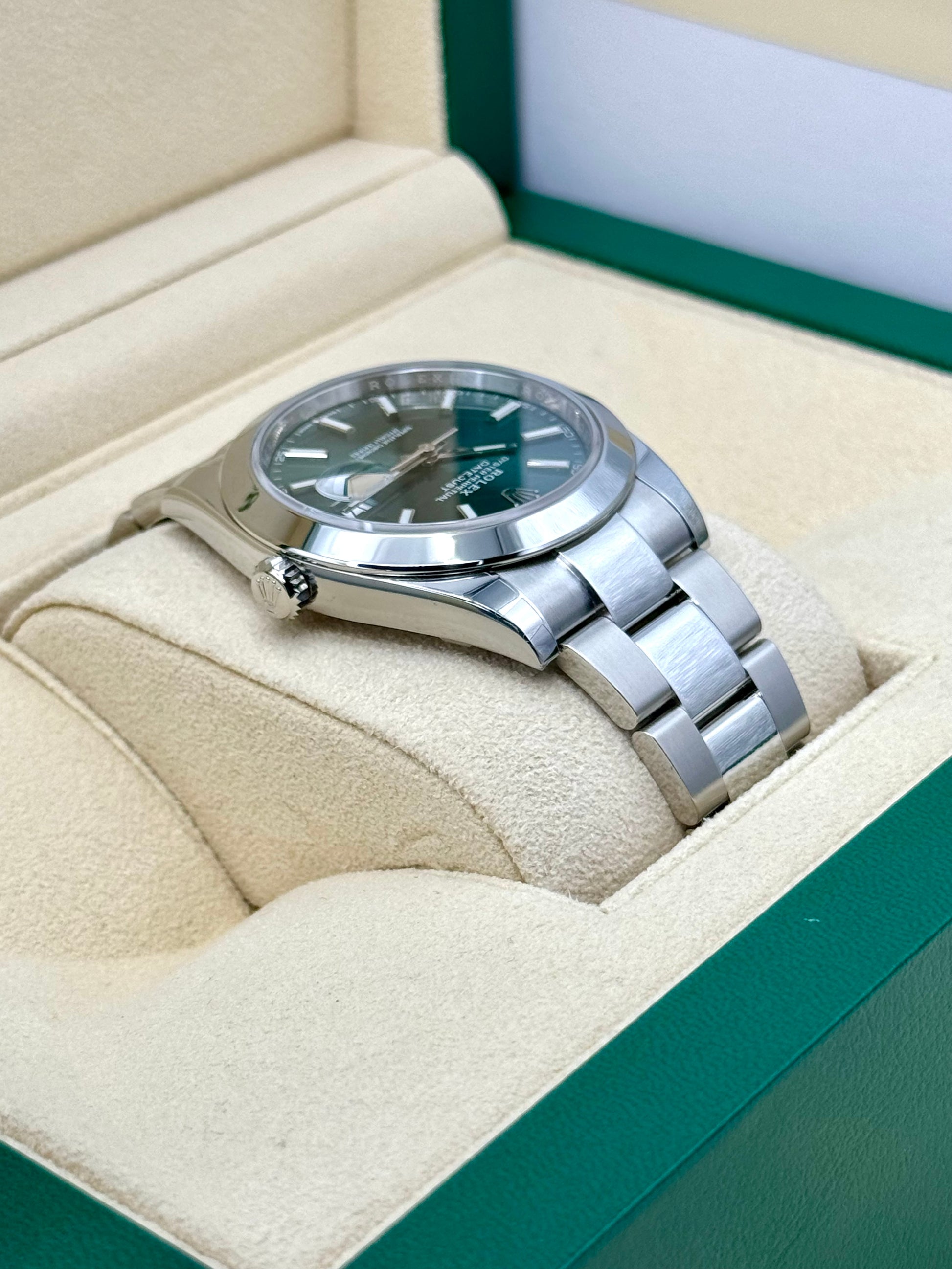 NEW 2024 Rolex Datejust 41mm 126300 Stainless Steel Oyster Green Dial - MyWatchLLC