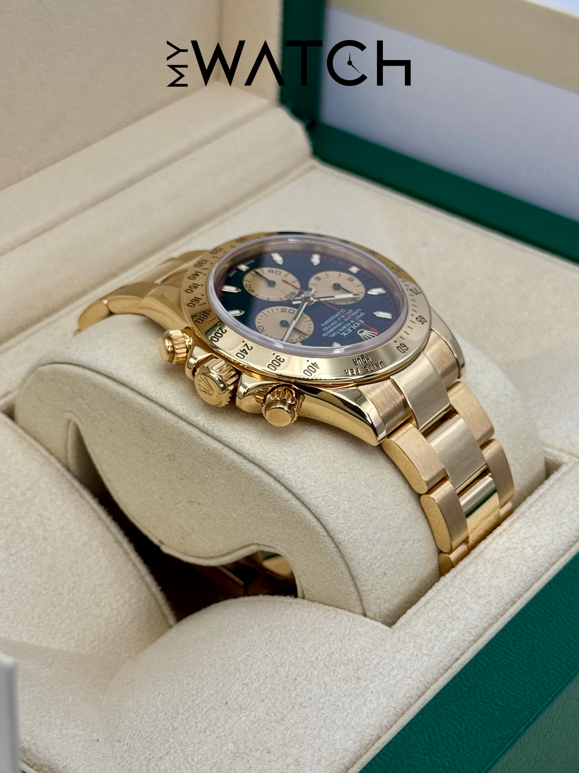 2000 Rolex Daytona "Paul Newman" 40mm 116528 Yellow Gold Black Dial - MyWatchLLC