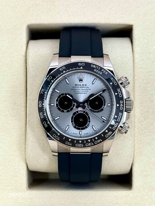 NEW 2025 Rolex Daytona 40mm 126519LN White Gold Oysterflex Silver Ghost Dial - MyWatchLLC