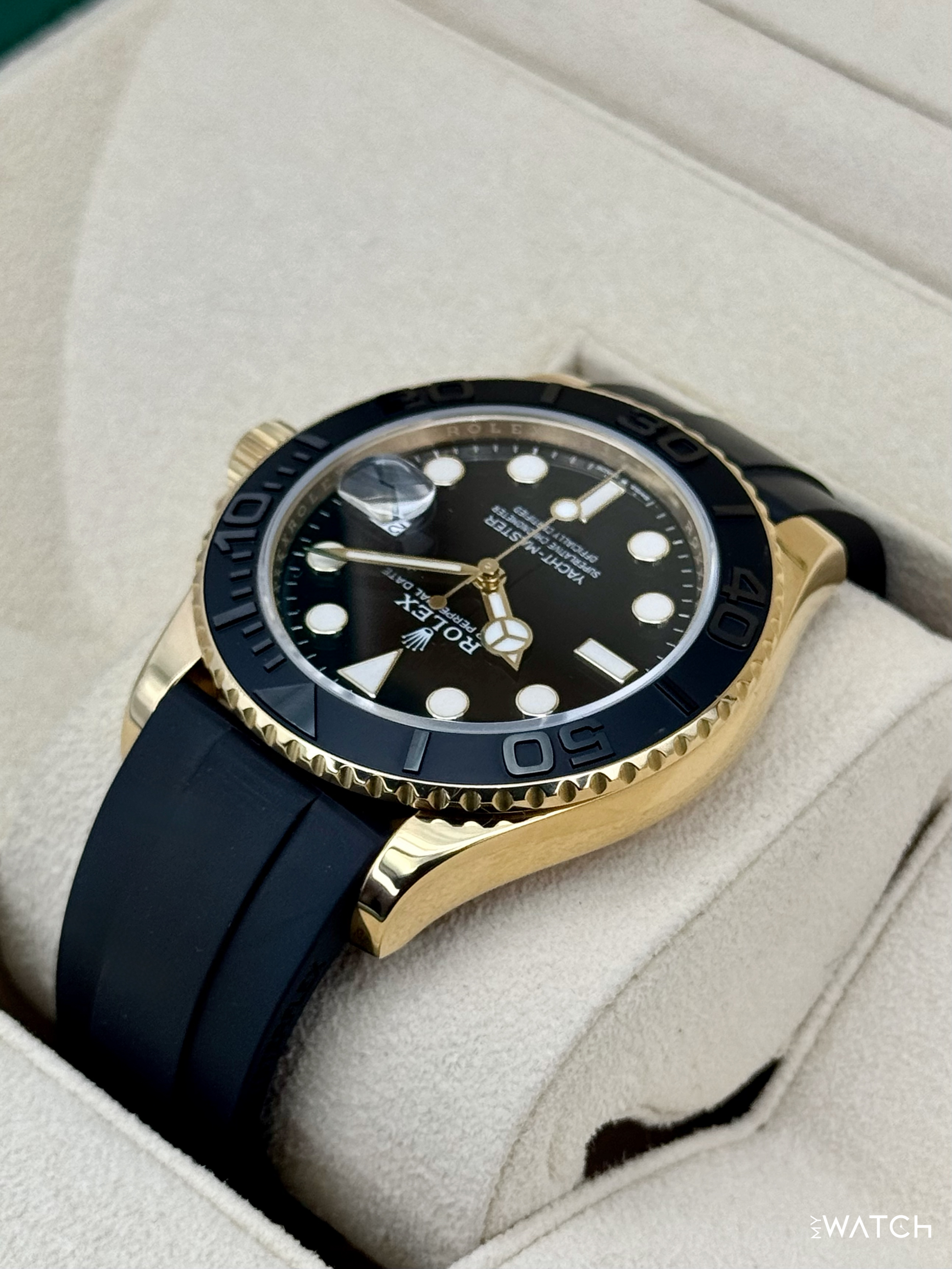 2022 Rolex Yacht-Master 42mm 226658 Gold Oysterflex Black Dial - MyWatchLLC