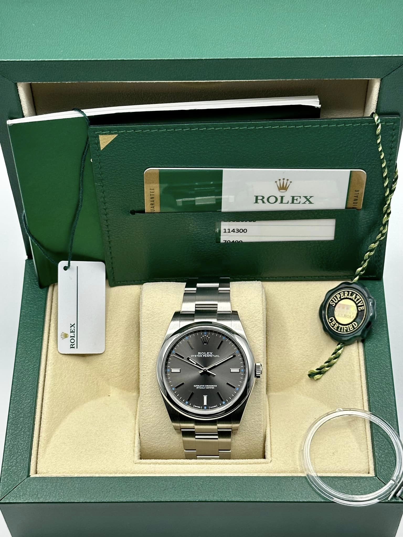 2017 Oyster Perpetual 39mm 114300 Stainless Steel Grey Stick Dial - MyWatchLLC