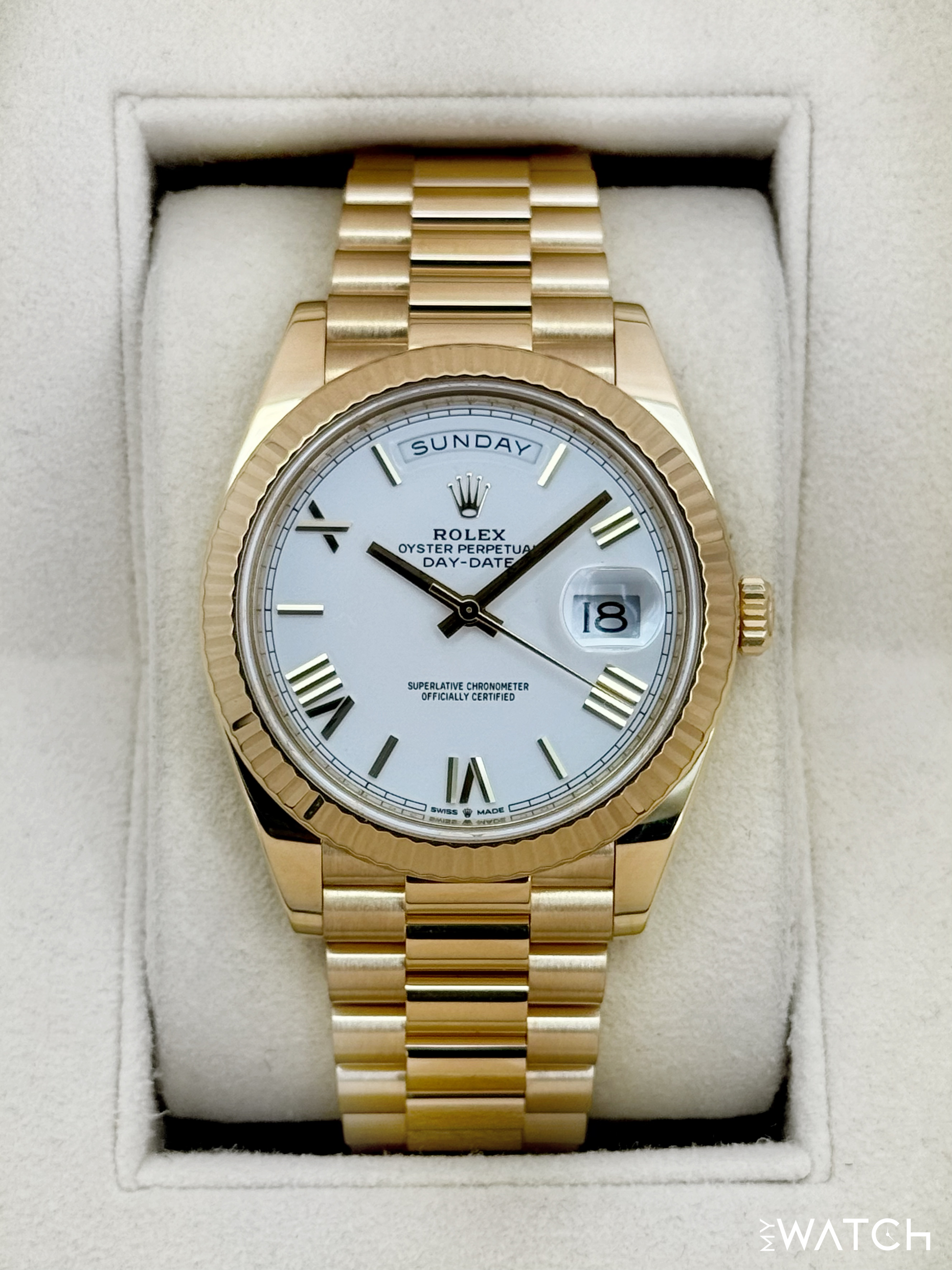2021 Rolex Day-Date 40mm 228238 Presidential White Dial - MyWatchLLC