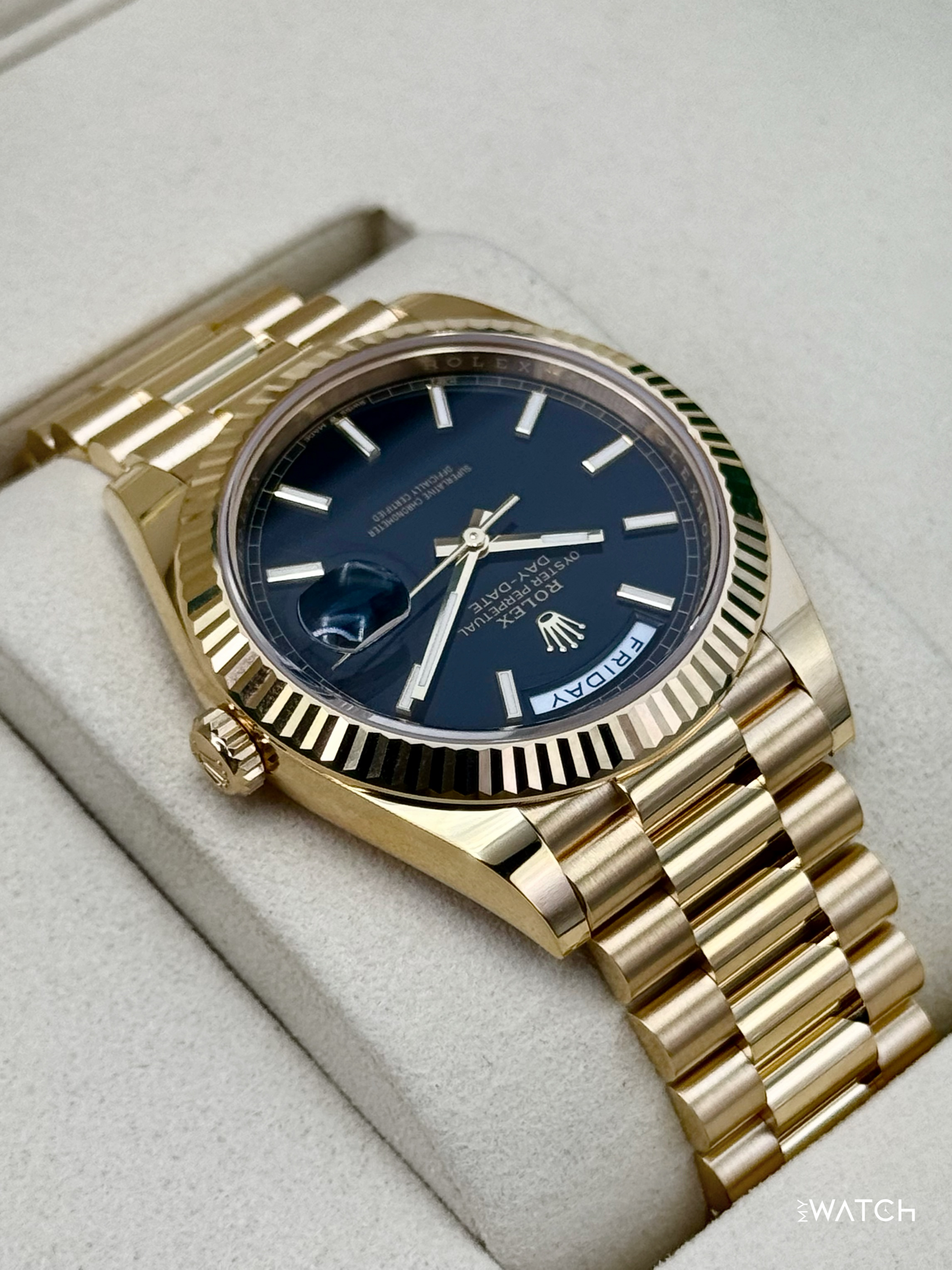 NEW 2026 Rolex Day-Date 40mm 228238 Yellow Gold Black Dial - MyWatchLLC