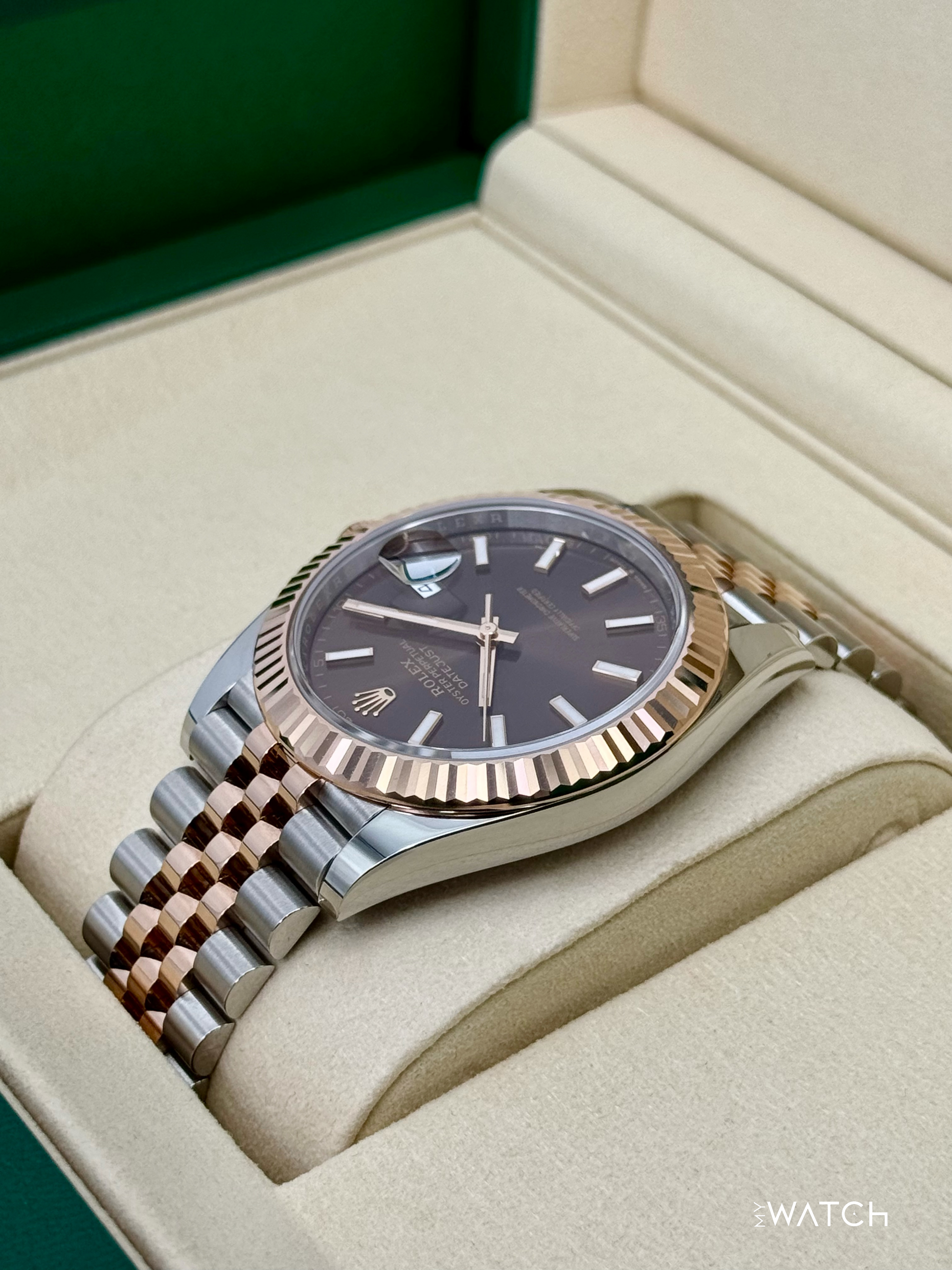 NEW 2025 Rolex Datejust 41mm 126331 Two-Tone Rose Gold Chocolate Dial (STICKERED) - MyWatchLLC