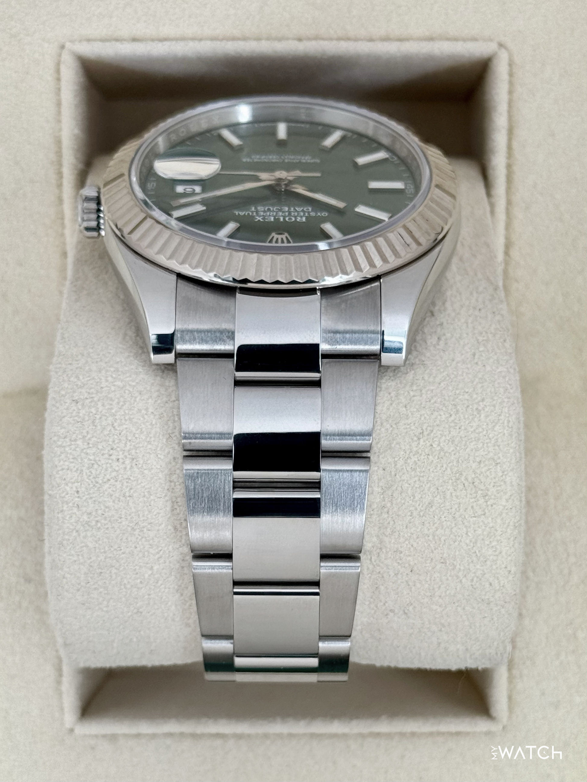 2023 Rolex Datejust 41mm 126334 Stainless Steel Oyster Mint Green Dial - MyWatchLLC