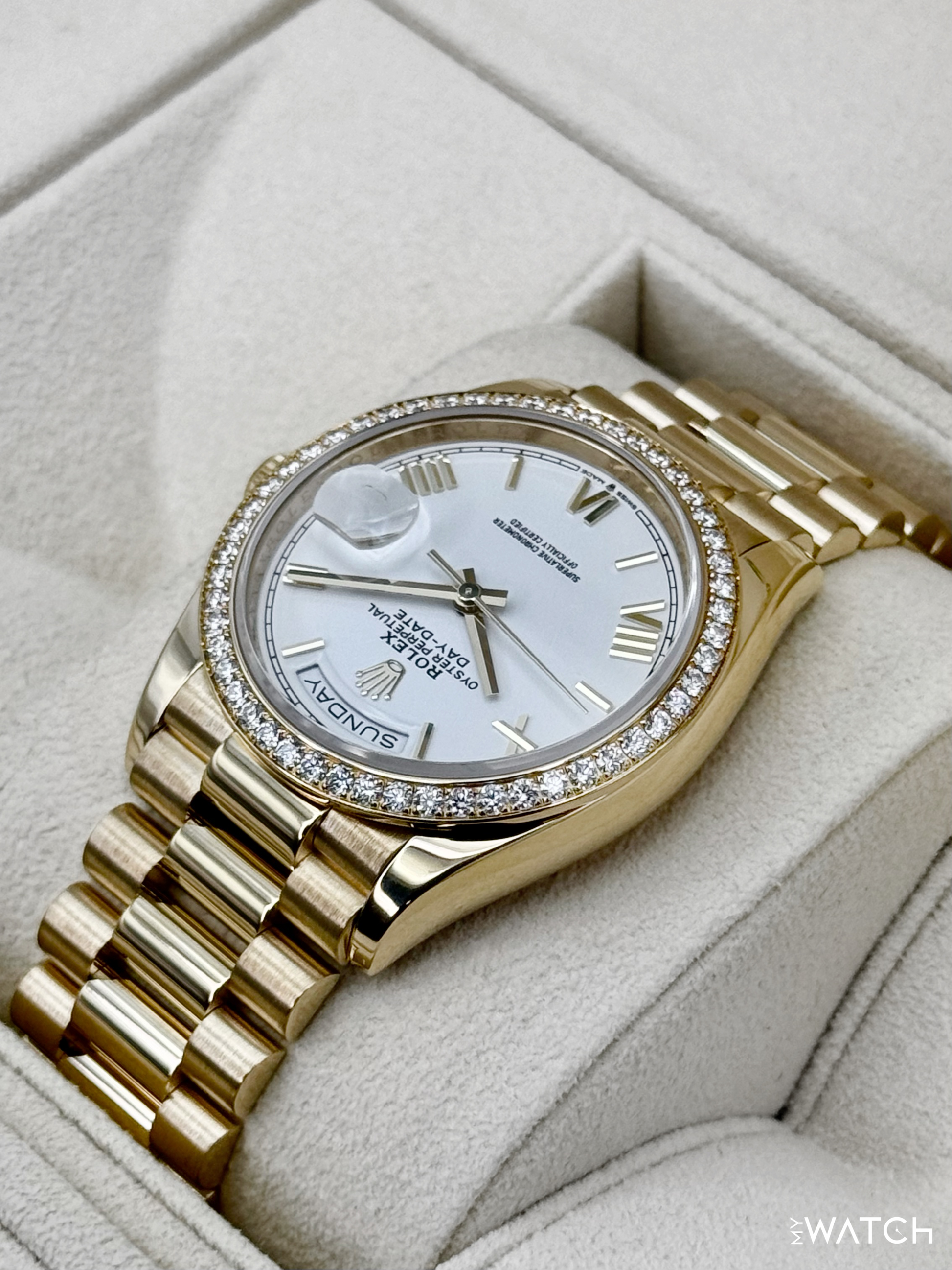 2024 Rolex Day-Date 36mm 128348RBR Presidential Yellow Gold White Dial - MyWatchLLC