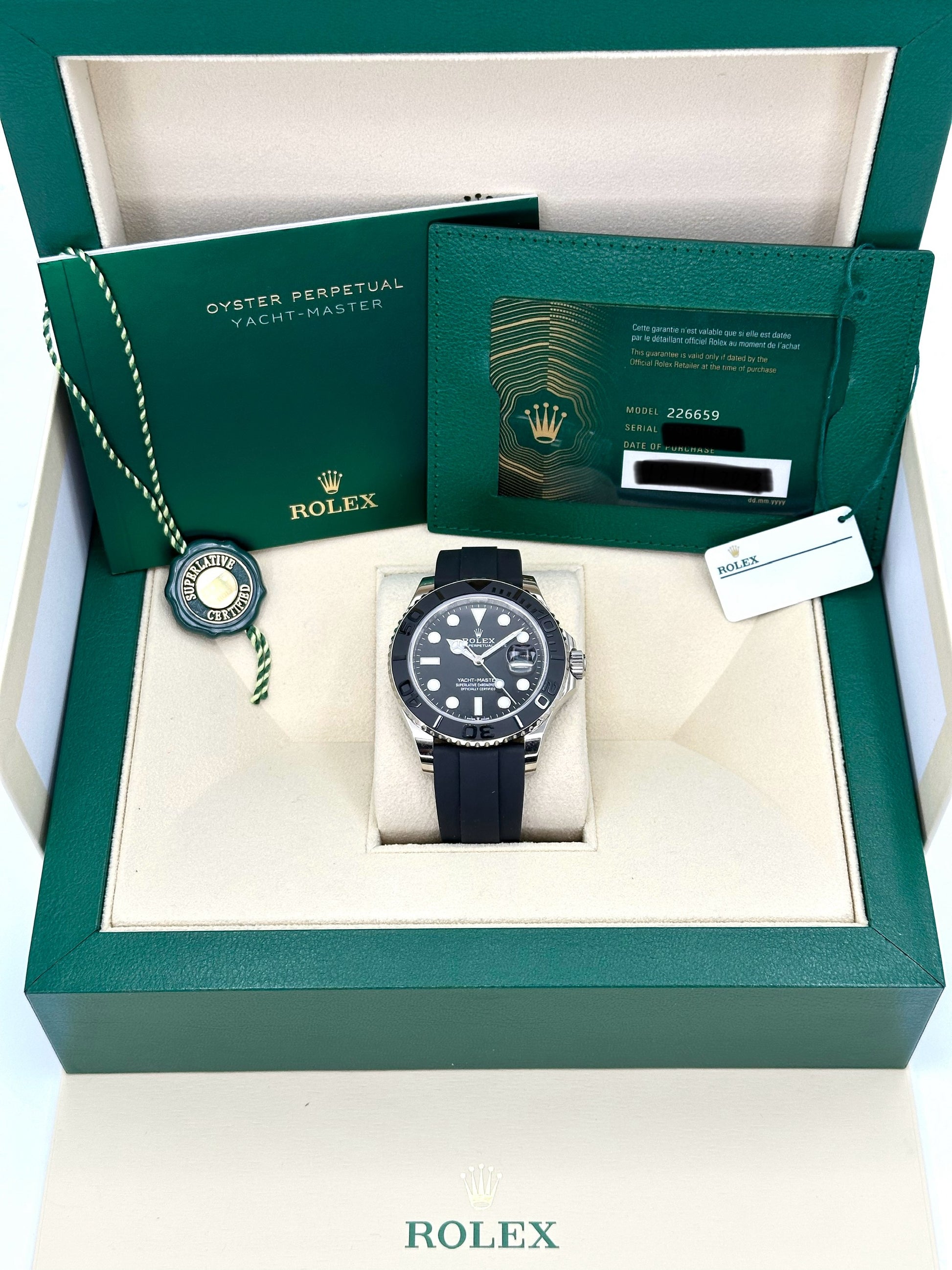 NEW 2023 Rolex Yacht-Master 42 226659 White Gold Oysterflex Black Dial - MyWatchLLC