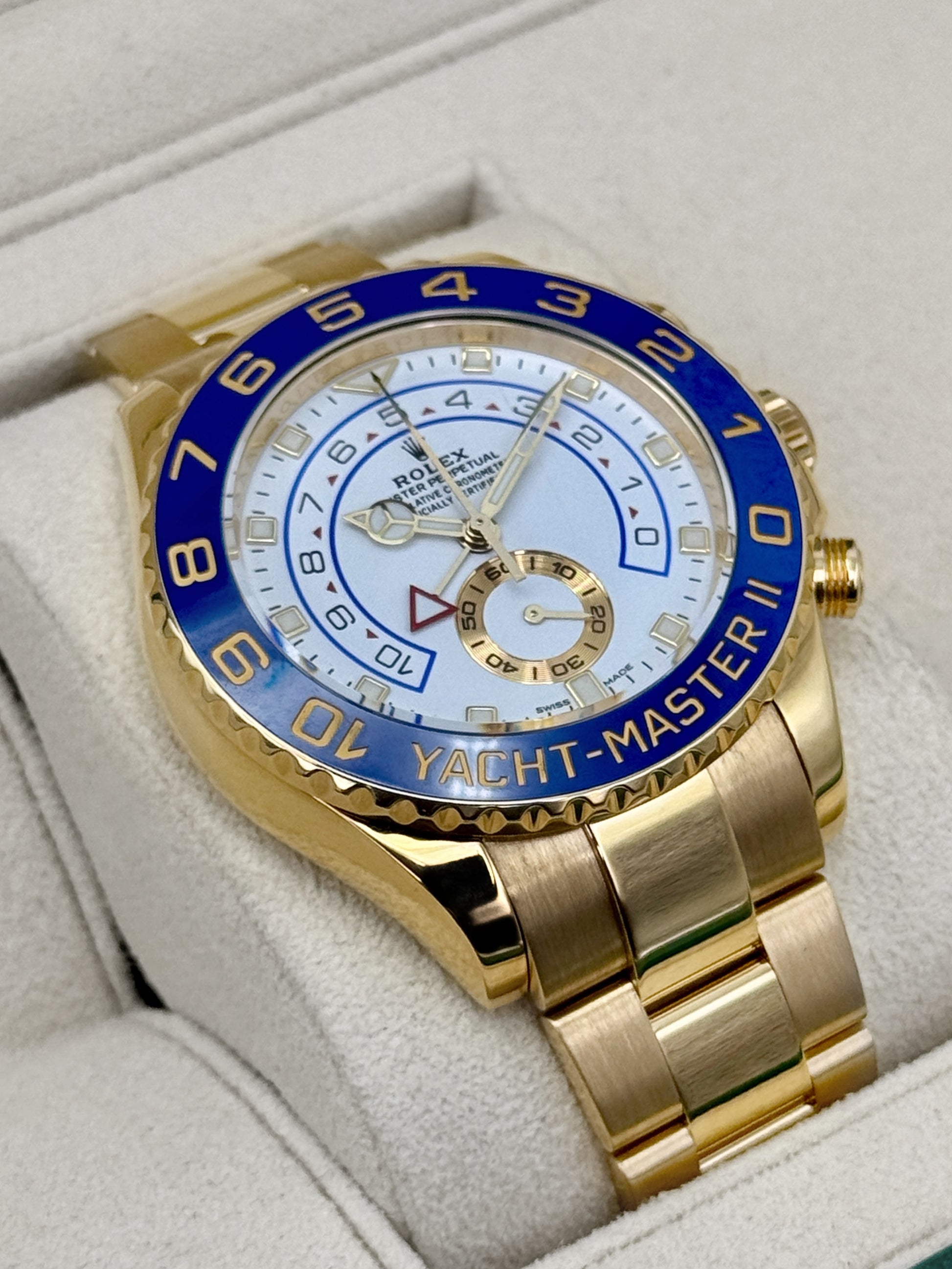 2023 Rolex Yacht-Master II 44mm 116688 18K Yellow Gold White Dial - MyWatchLLC