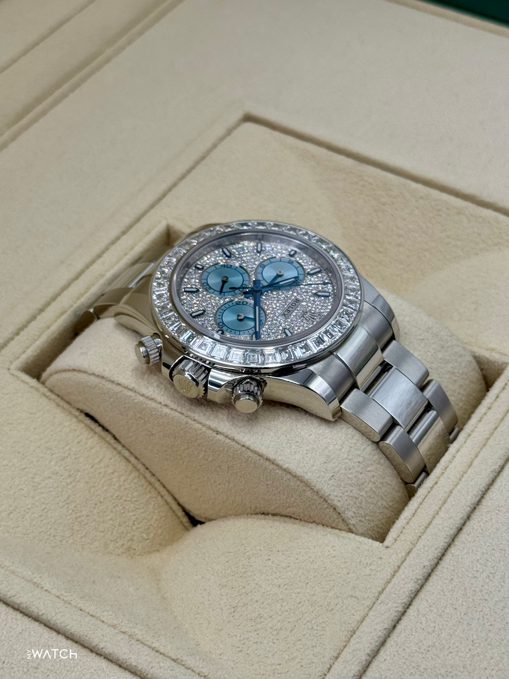 2024 Rolex Daytona 40mm 126576TBR Platinum Diamond Bezel Diamond Paved Dial - MyWatchLLC