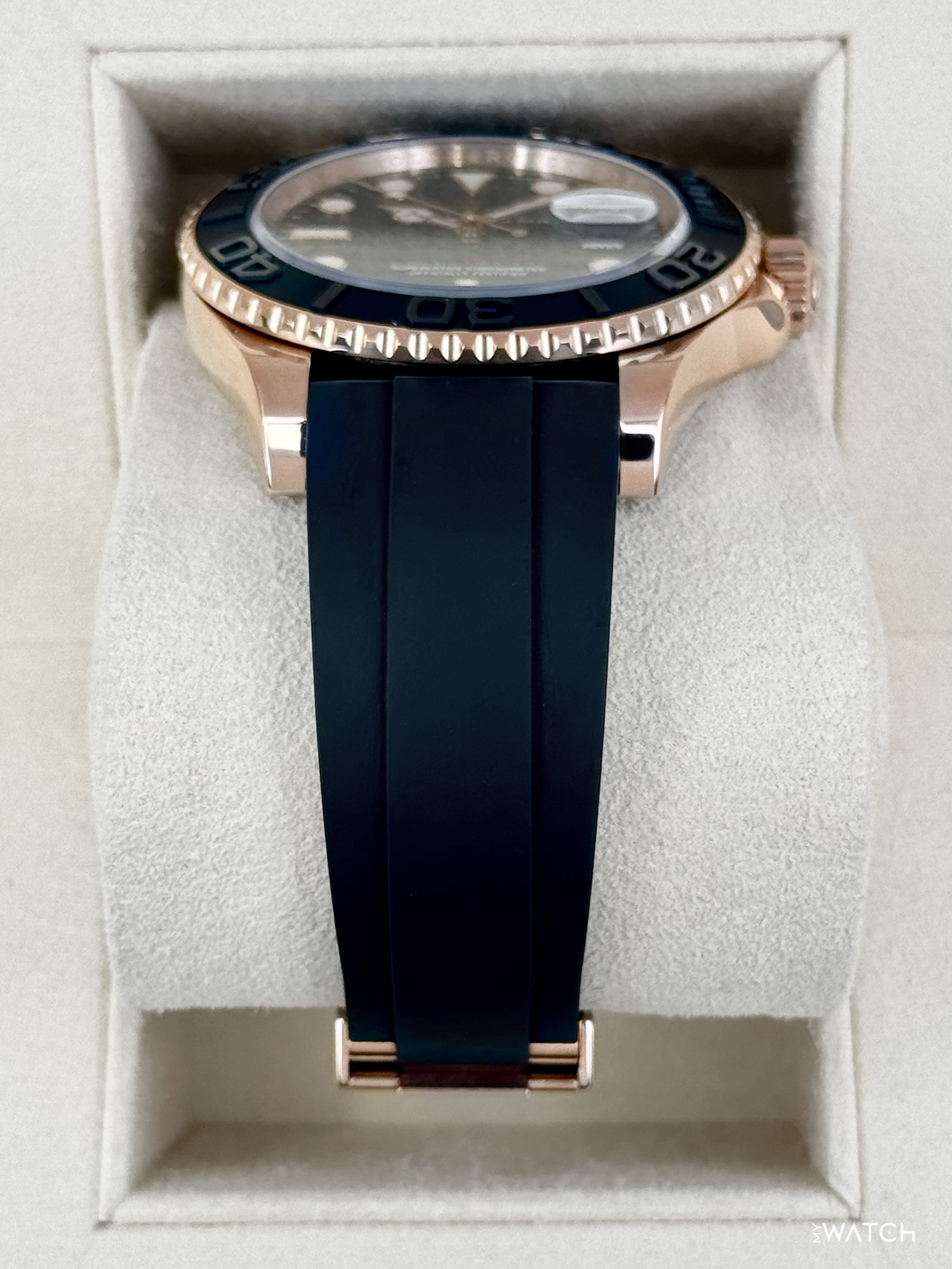 2019 Rolex Yacht-Master 40mm 116655 Rose Gold Oysterflex Black Dial - MyWatchLLC