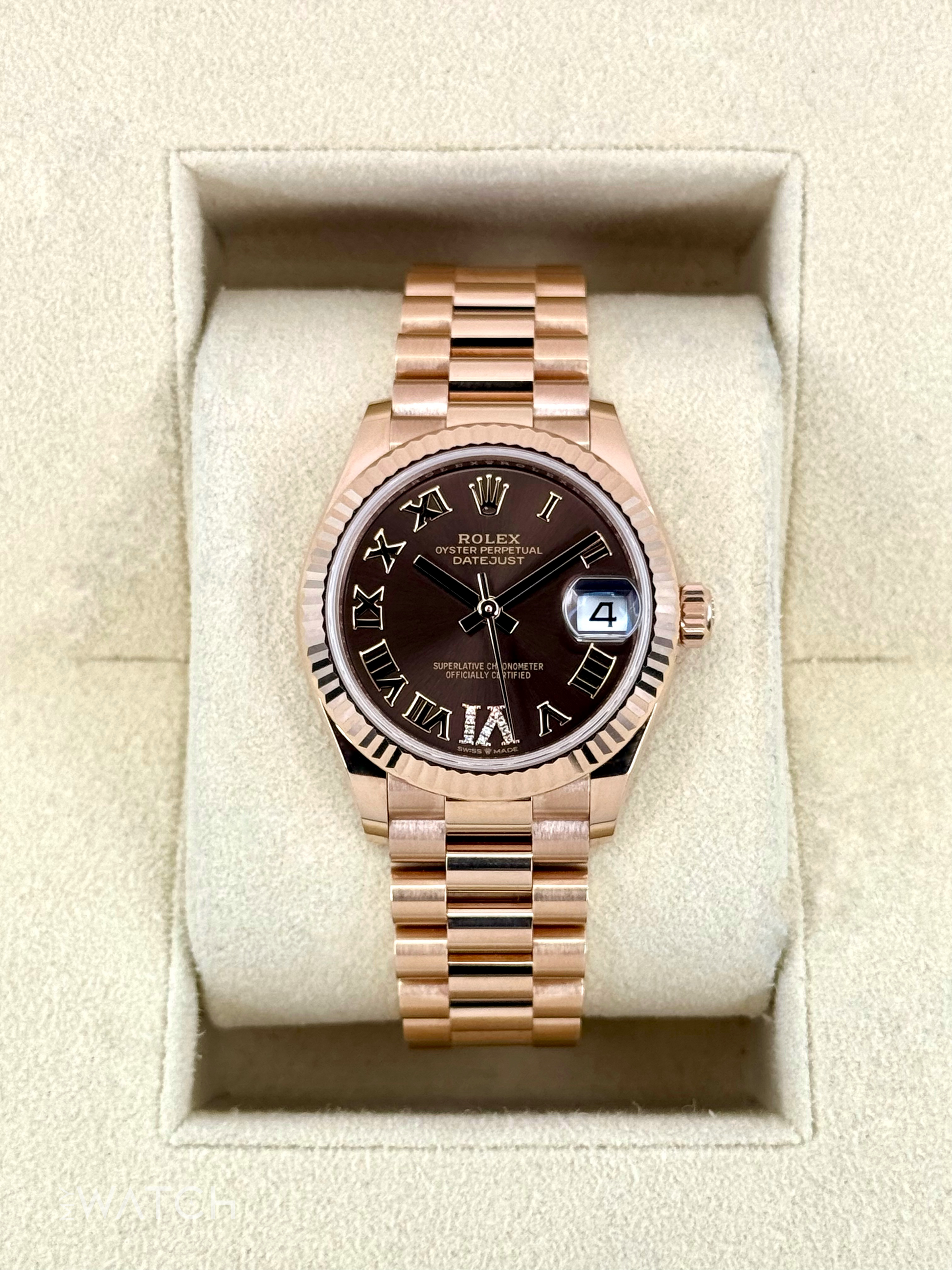 2022 Rolex Datejust 31mm 278275 Rose Gold Chocolate Diamond Dial - MyWatchLLC