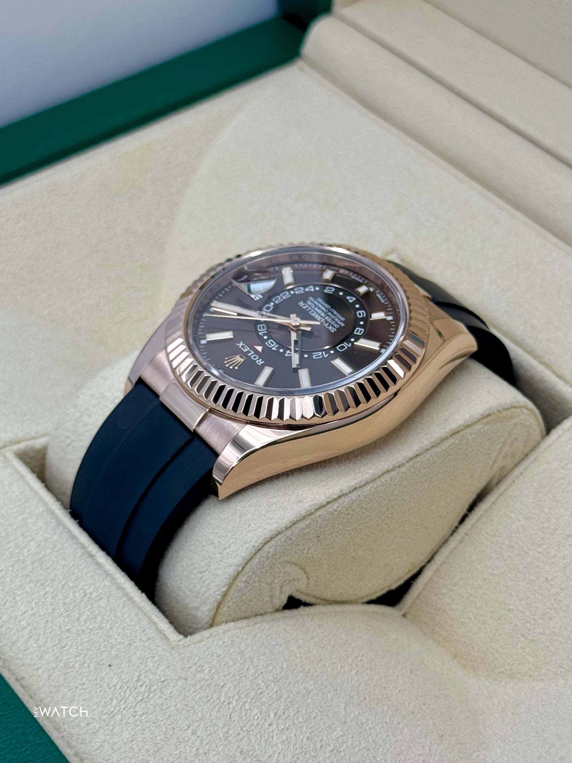 2022 Rolex Sky-Dweller 42mm 326935 Rose Gold Oysterflex Chocolate Dial - MyWatchLLC