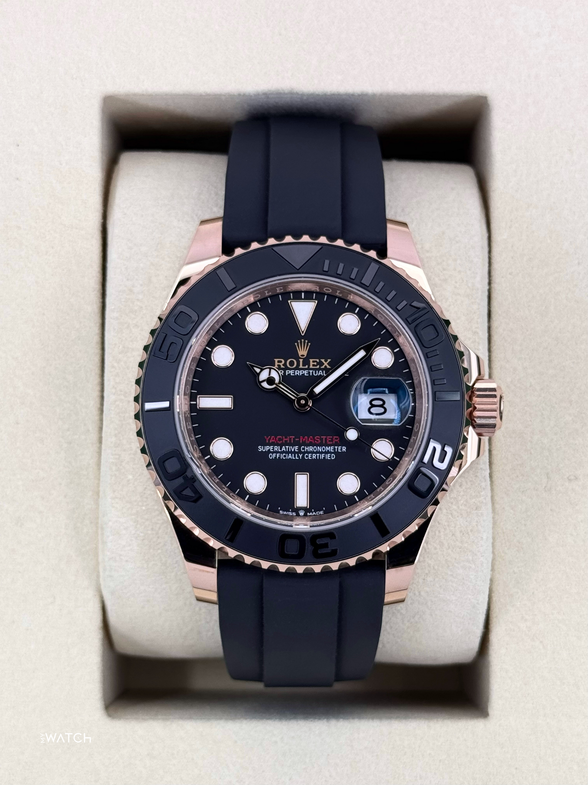NEW 2025 Rolex Yacht-Master 40mm 126655 Rose Gold Oysterflex Black Dial - MyWatchLLC