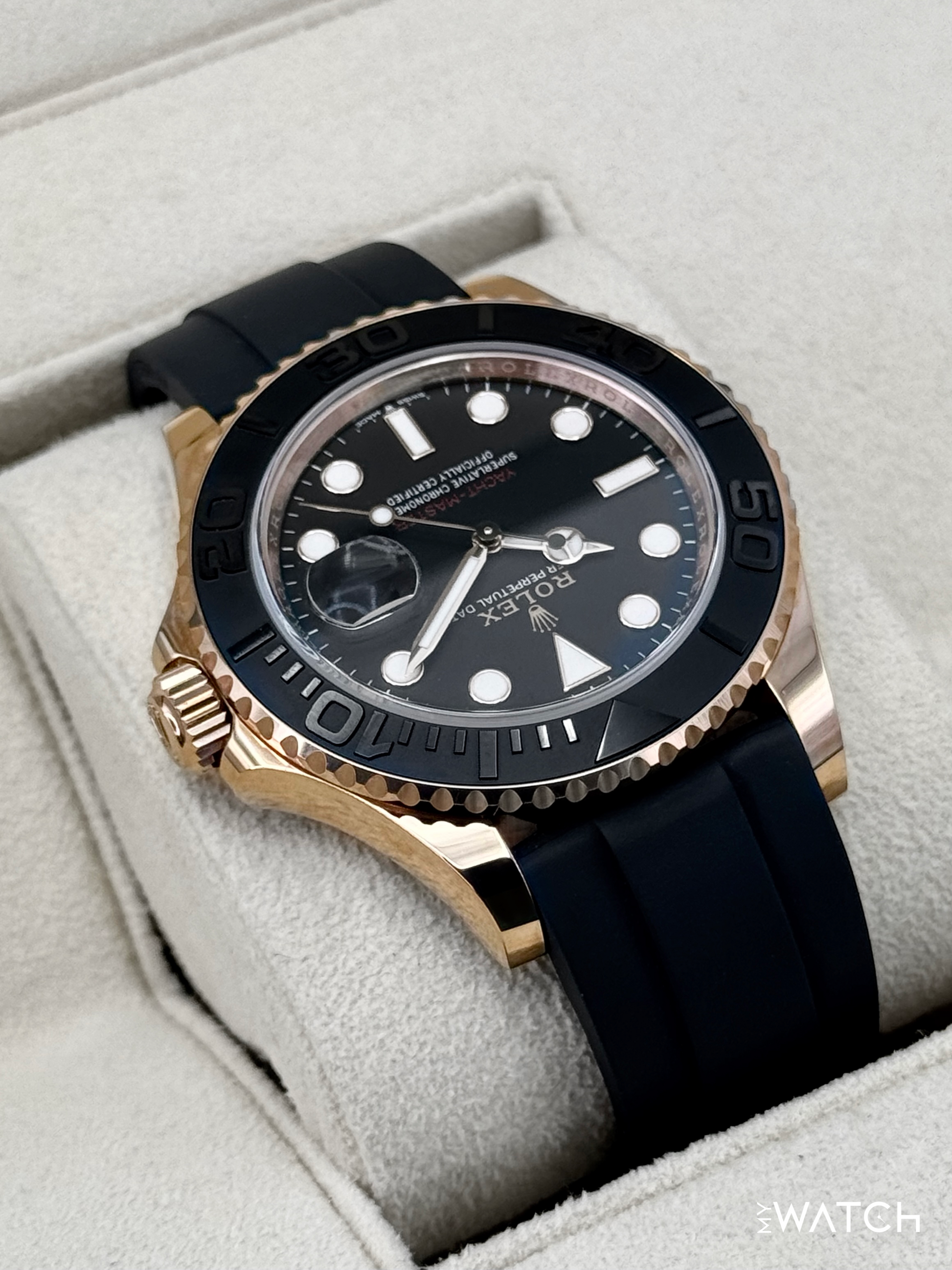 NEW 2024 Rolex Yacht-Master 40mm 126655 Rose Gold Oysterflex Black Dial - MyWatchLLC