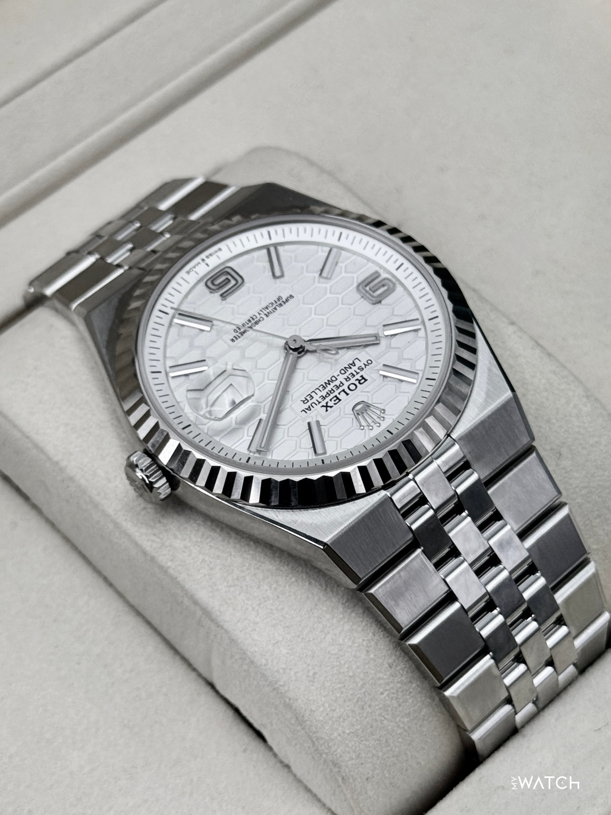 2025 Rolex Land-Dweller 40mm 127334 Stainless Steel Jubilee White Dial - MyWatchLLC