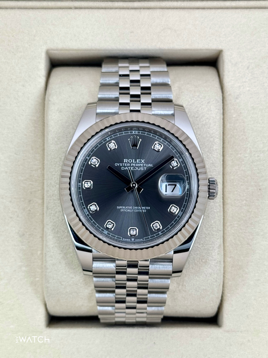 NEW 2025 Rolex Datejust 41mm 126334 Stainless Steel Jubilee Rhodium Diamond Dial - MyWatchLLC