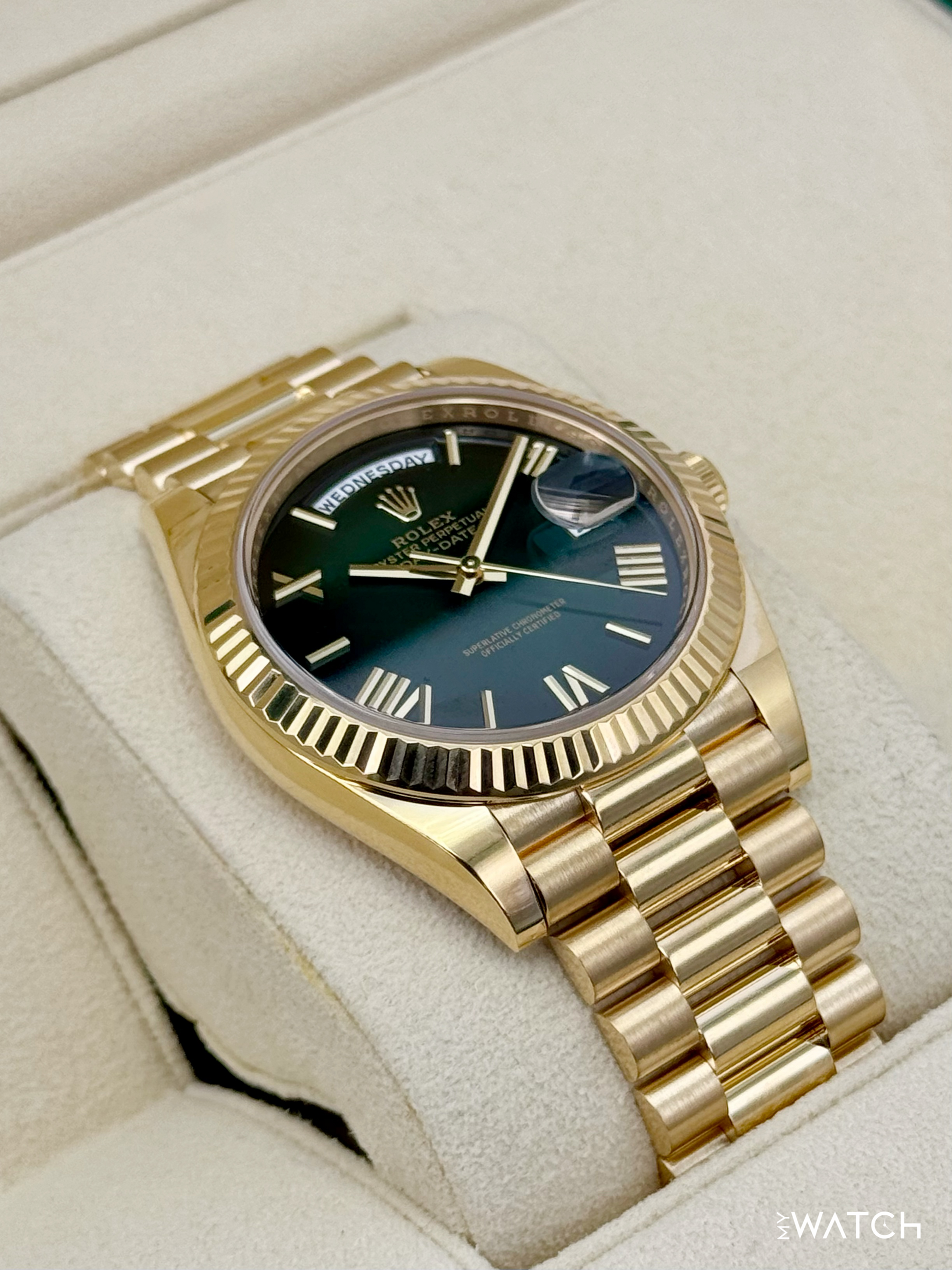 2024 Rolex Day-Date 40mm 228238 Presidential Green Ombre Dial - MyWatchLLC