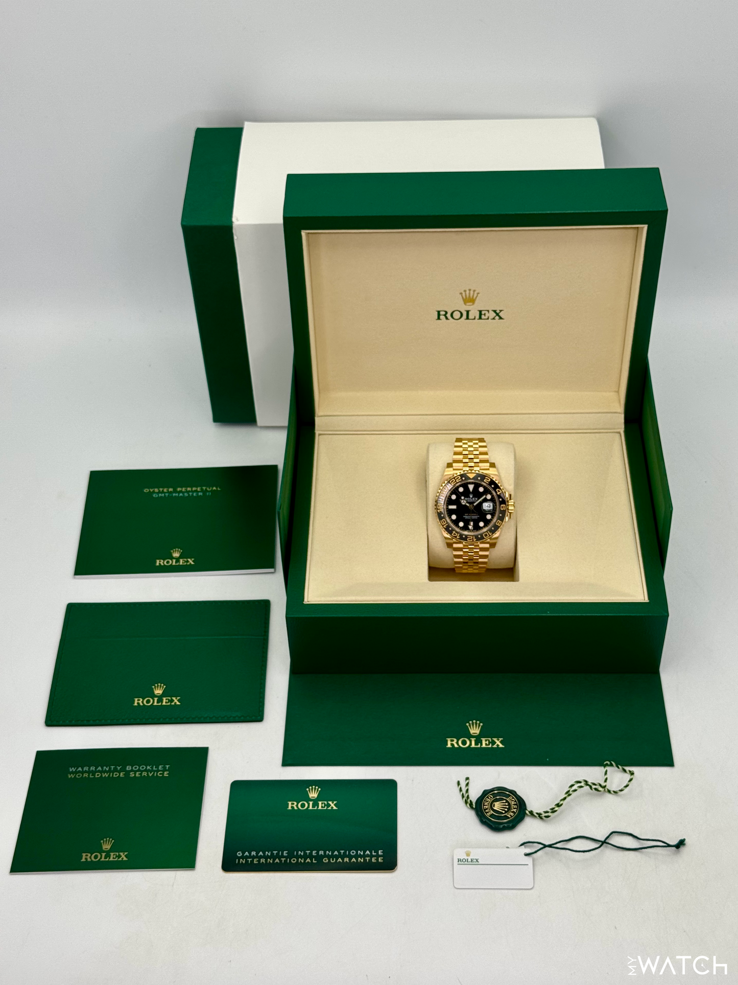 NEW 2026 Rolex GMT-Master II 40mm 126718GRNR Yellow Gold Jubilee Black Dial - MyWatchLLC