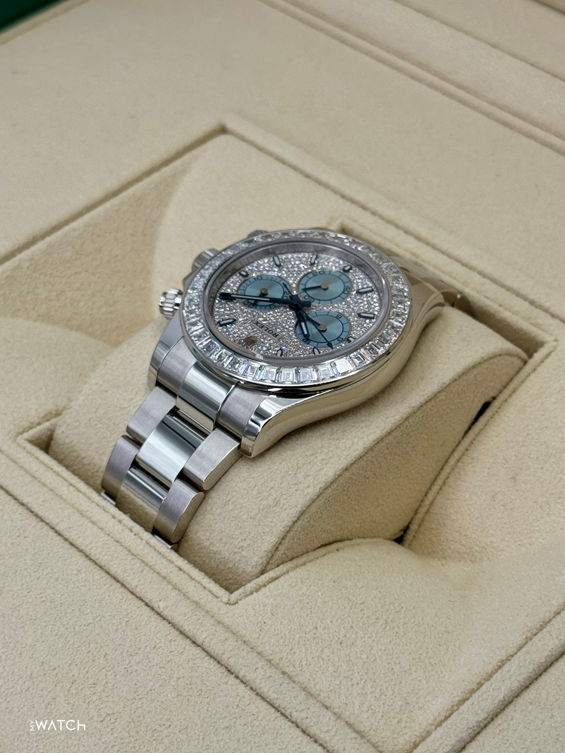 2024 Rolex Daytona 40mm 126576TBR Platinum Diamond Bezel Diamond Paved Dial - MyWatchLLC