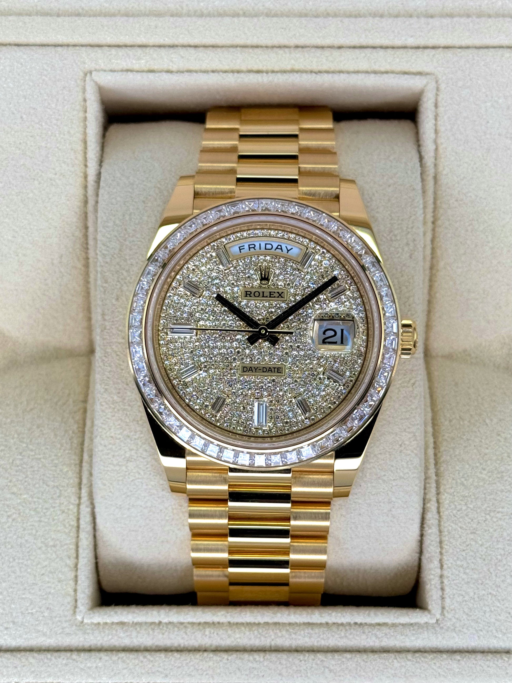 NEW 2025 Rolex Day-Date 40mm 228398TBR Diamond Paved Dial - MyWatchLLC