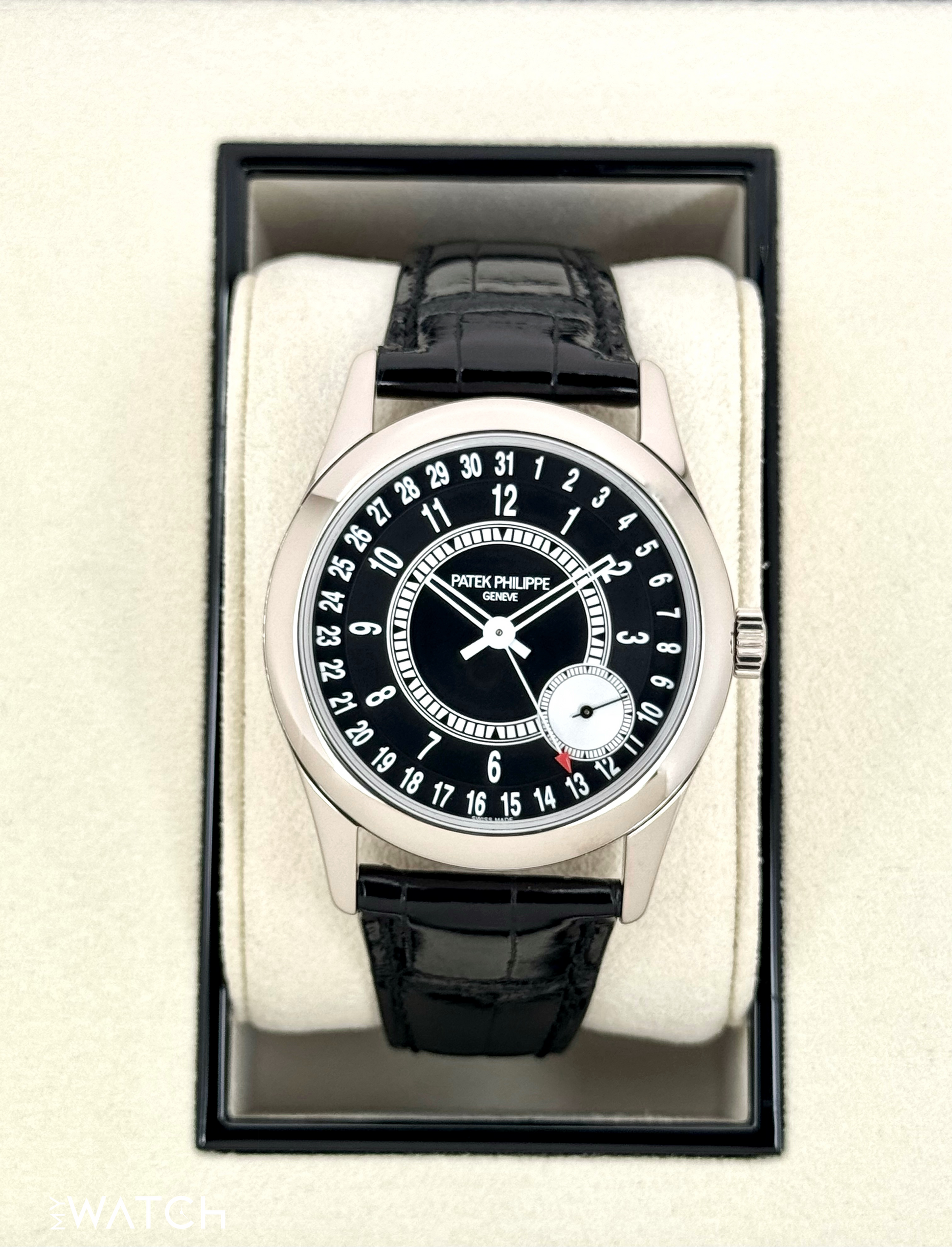 2019 Patek Philippe Calatrava 6006G White Gold Black Dial - MyWatchLLC