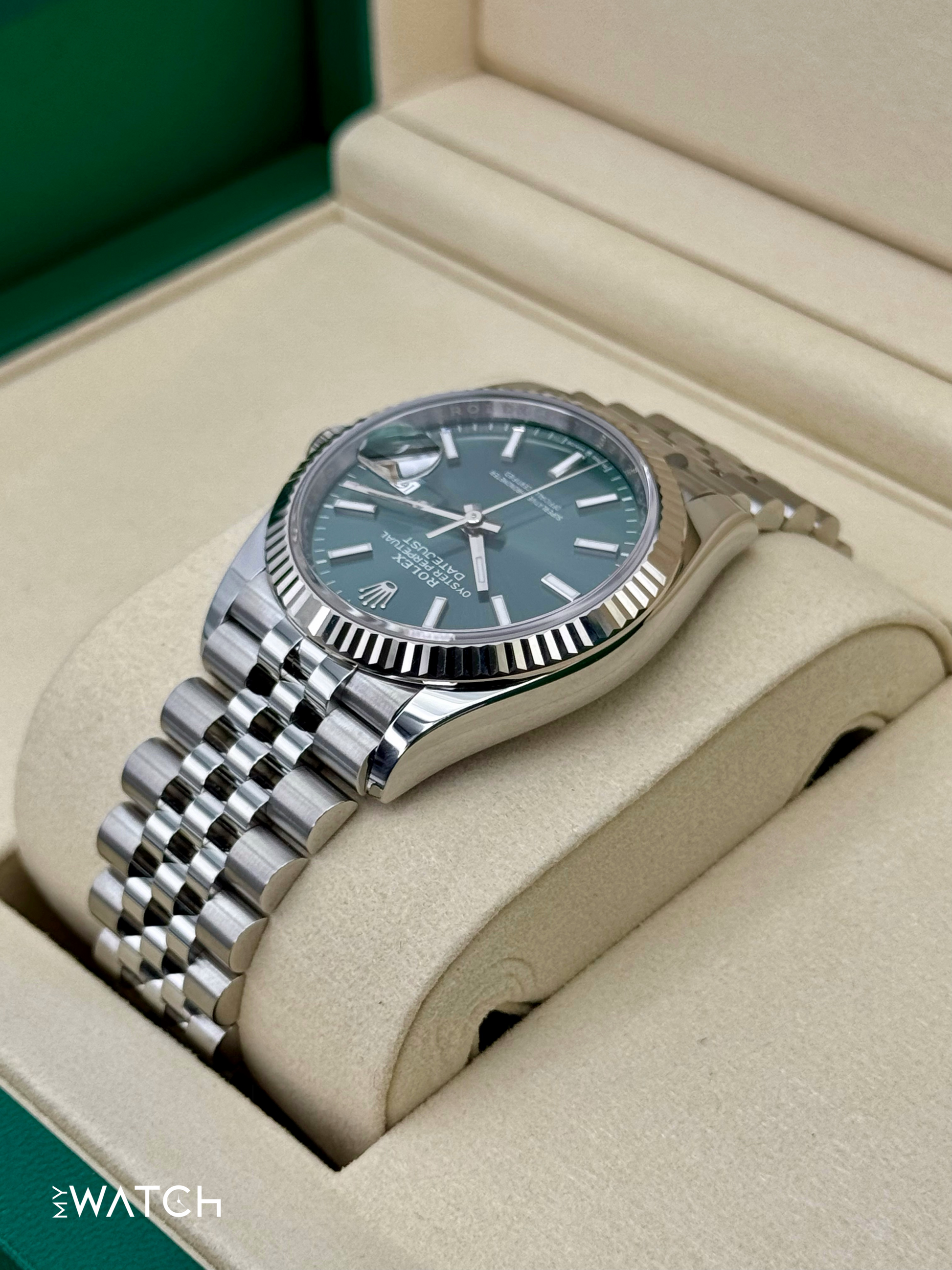 NEW 2025 Rolex Datejust 36mm 126234 Jubilee Green Dial - MyWatchLLC