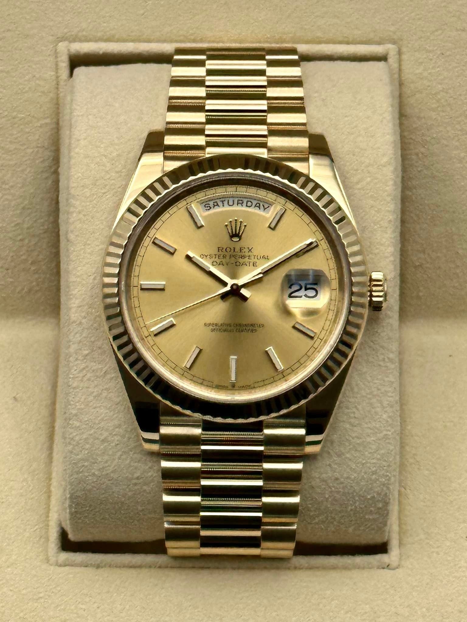 2020 Rolex Day-Date 40mm 228238 Yellow Gold Champagne Dial - MyWatchLLC
