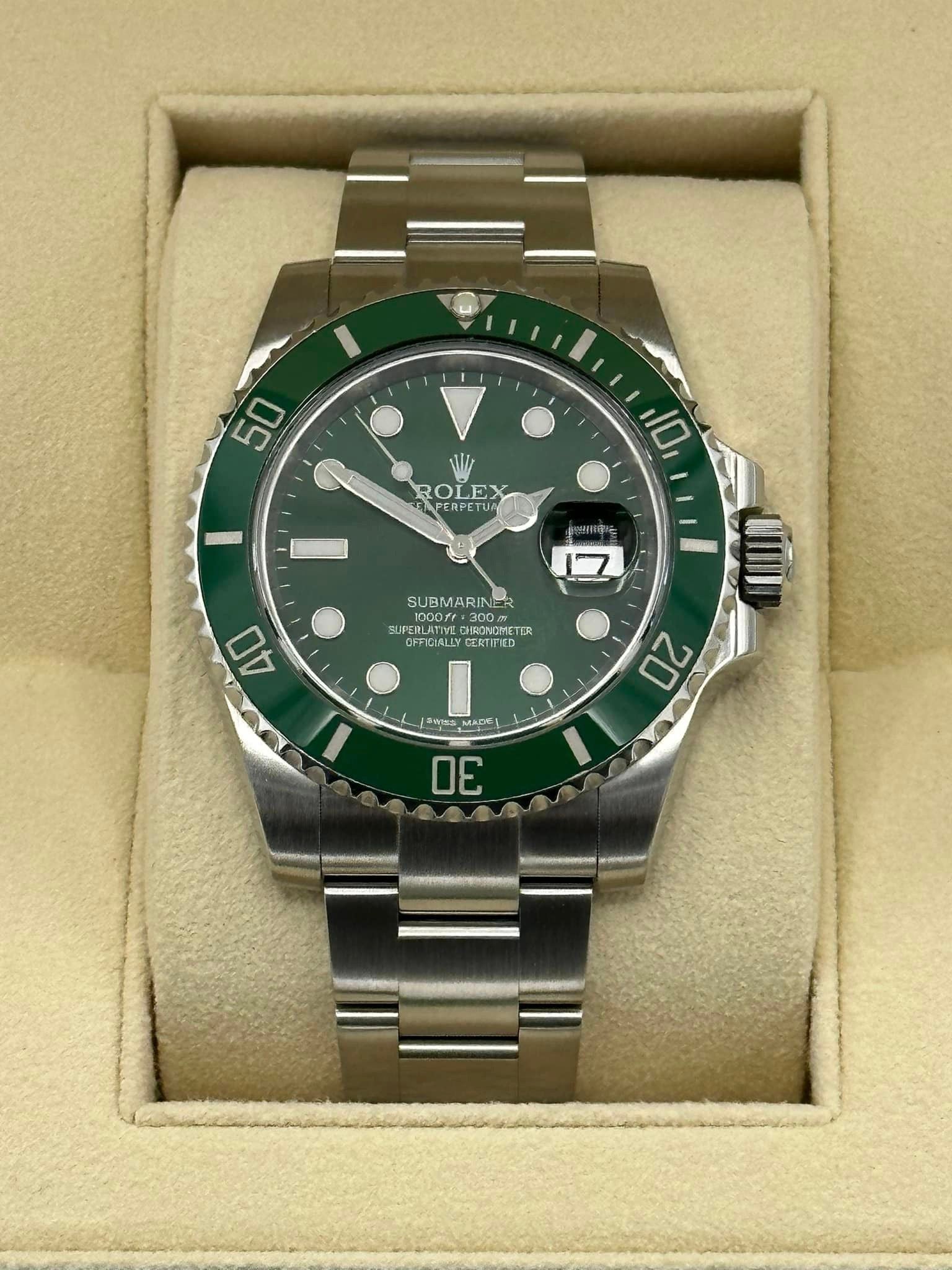 Rolex Men's Submariner Hulk Stainless Steel 40mm Green Dot Dial Watch  Reference #: 116610LV