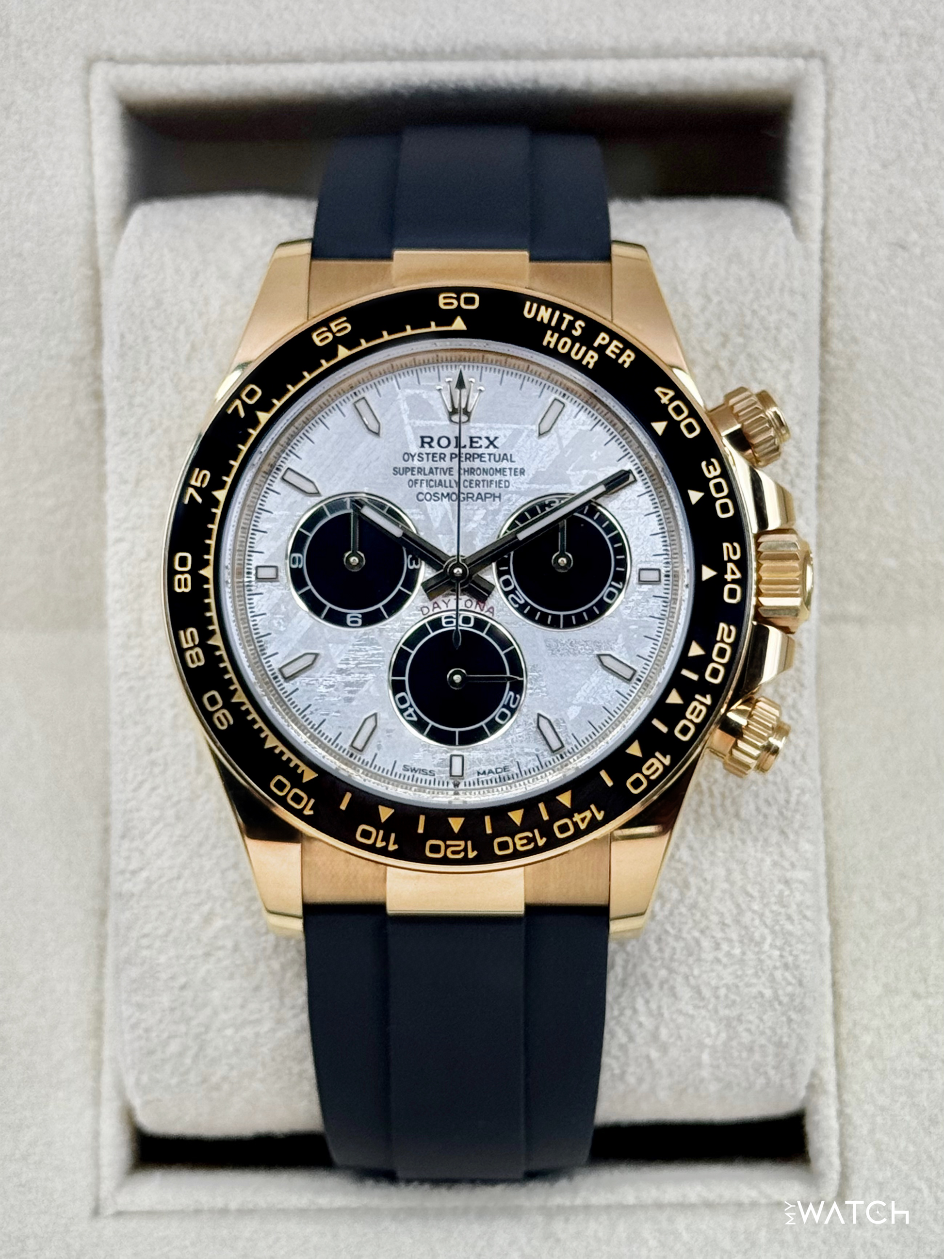 2025 Rolex Daytona 40mm 126518LN Yellow Gold Oysterflex Meteorite Dial - MyWatchLLC