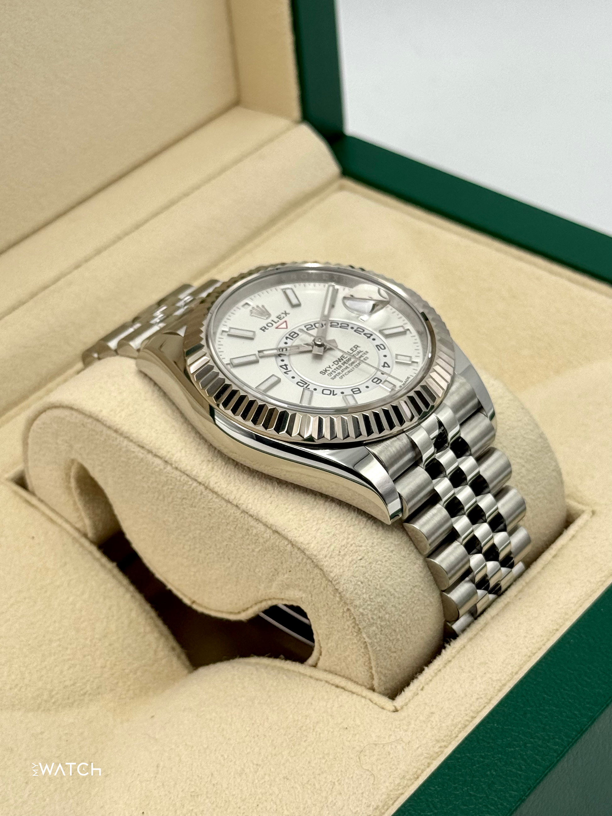 2025 Rolex Sky-Dweller 42mm 336934 Stainless Steel Jubilee White Dial - MyWatchLLC