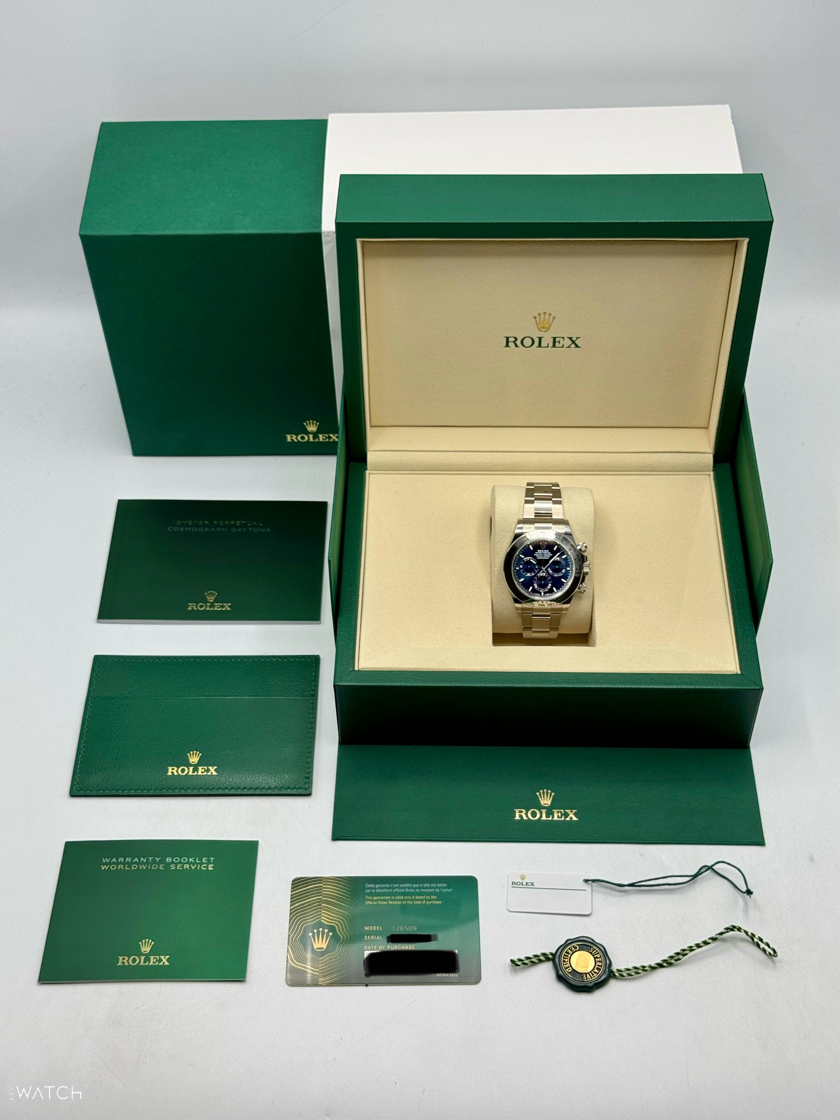NEW 2025 Rolex Daytona 40mm 126509 White Gold Blue Dial - MyWatchLLC