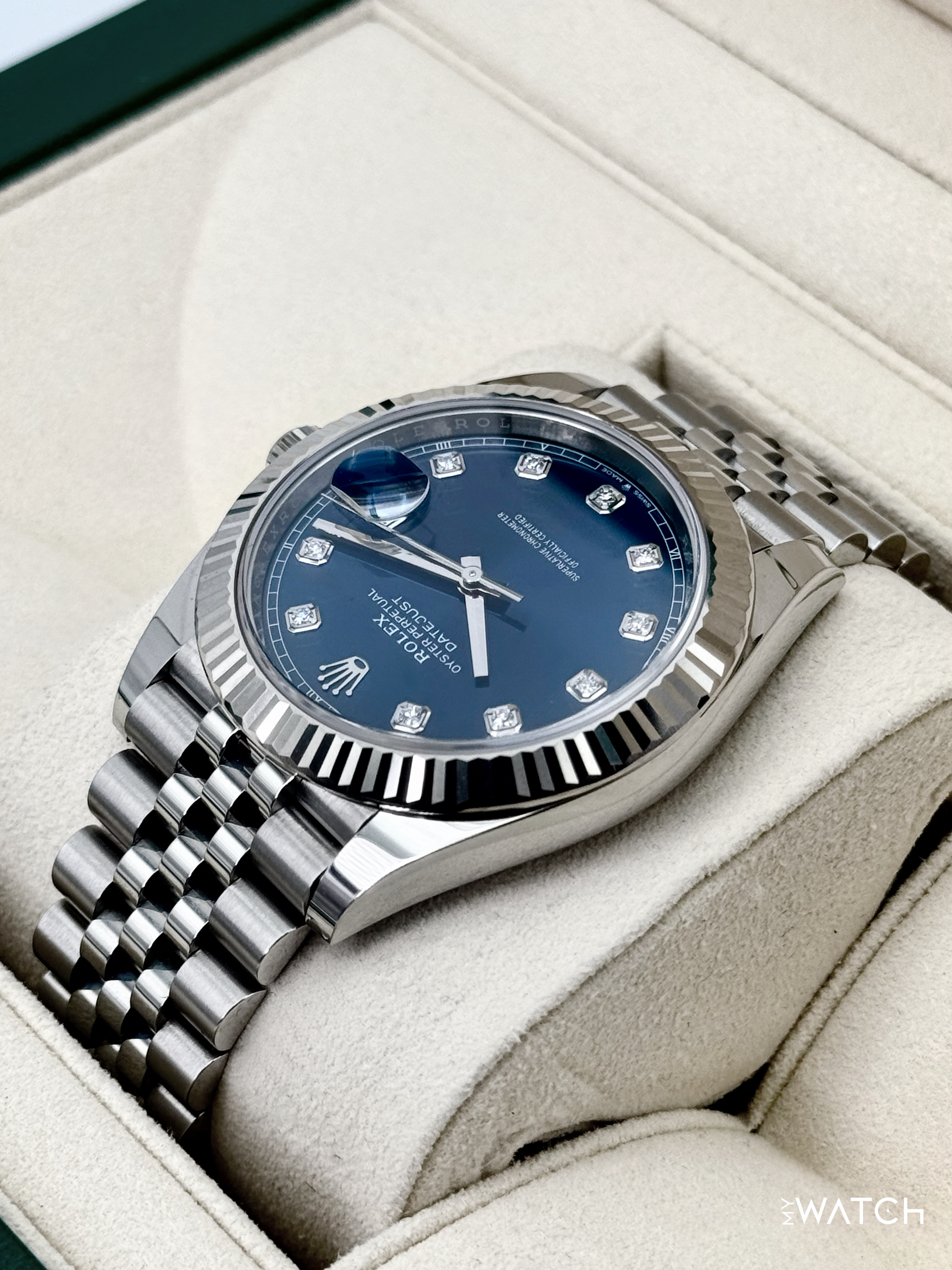2020 Rolex Datejust 41mm 126334 Stainless Steel Jubilee Blue Diamond Dial - MyWatchLLC
