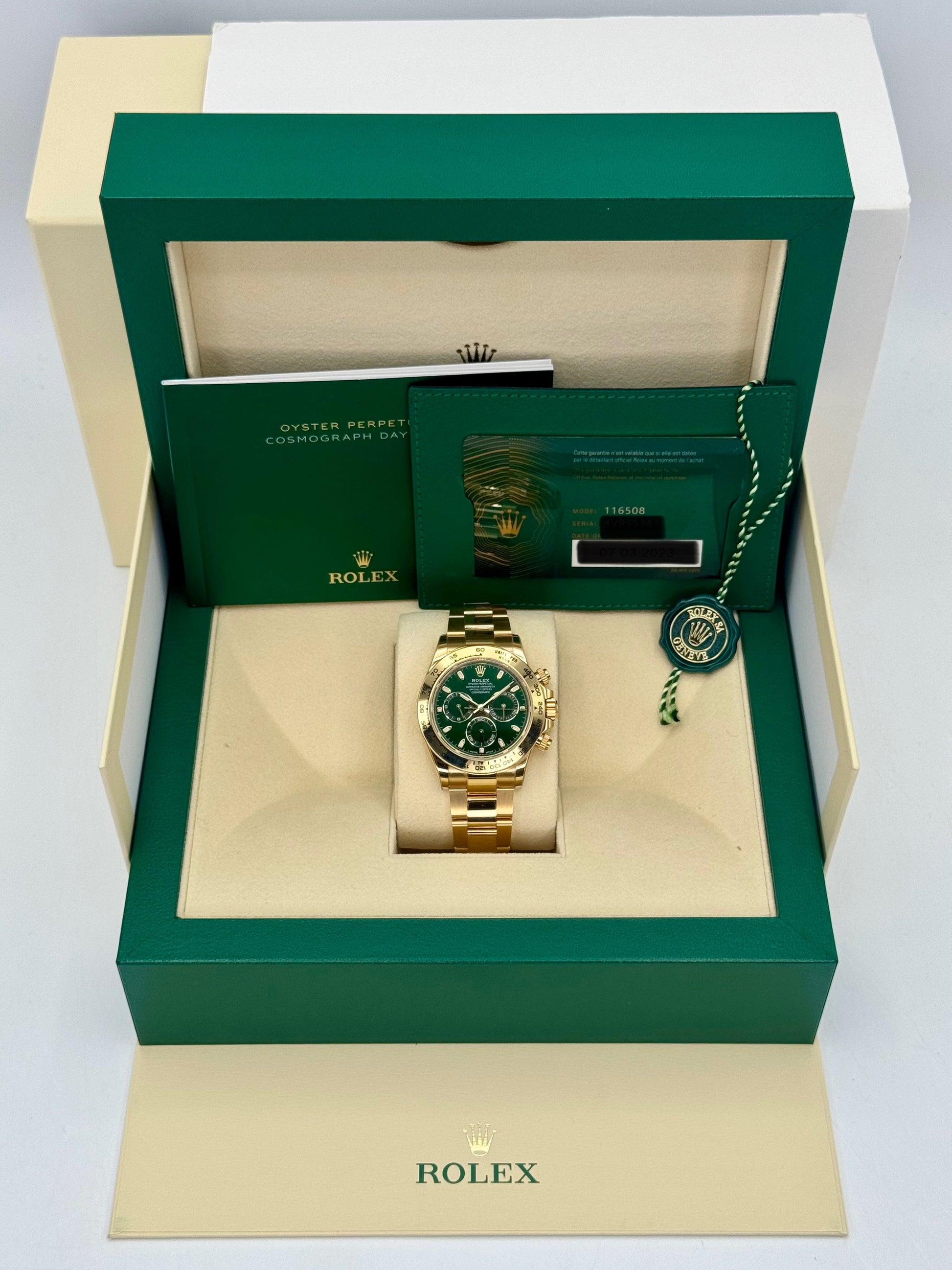 2023 Rolex Daytona "John Mayer" 40mm 116508 Yellow Gold Green Dial - MyWatchLLC