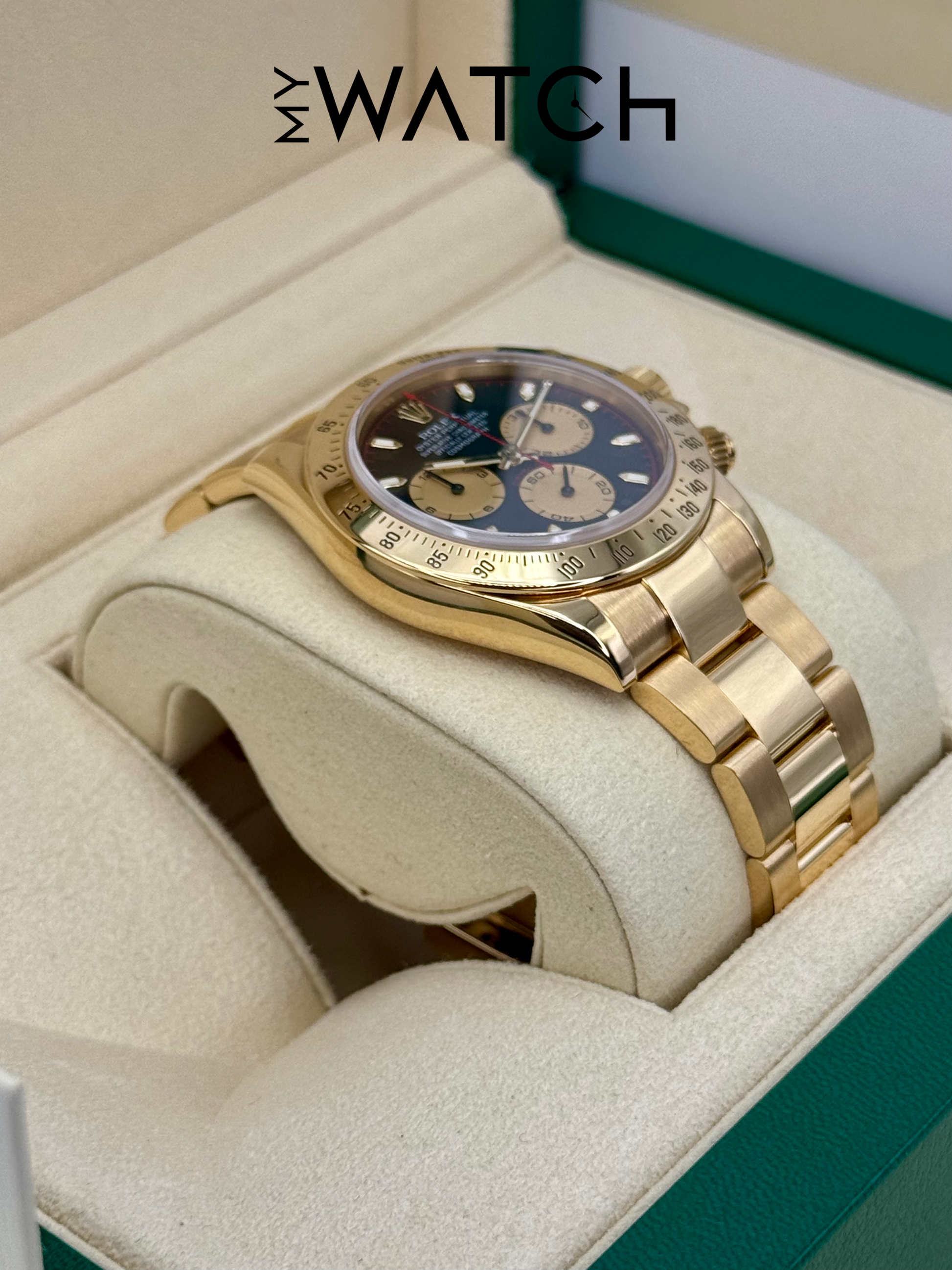 2000 Rolex Daytona "Paul Newman" 40mm 116528 Yellow Gold Black Dial - MyWatchLLC