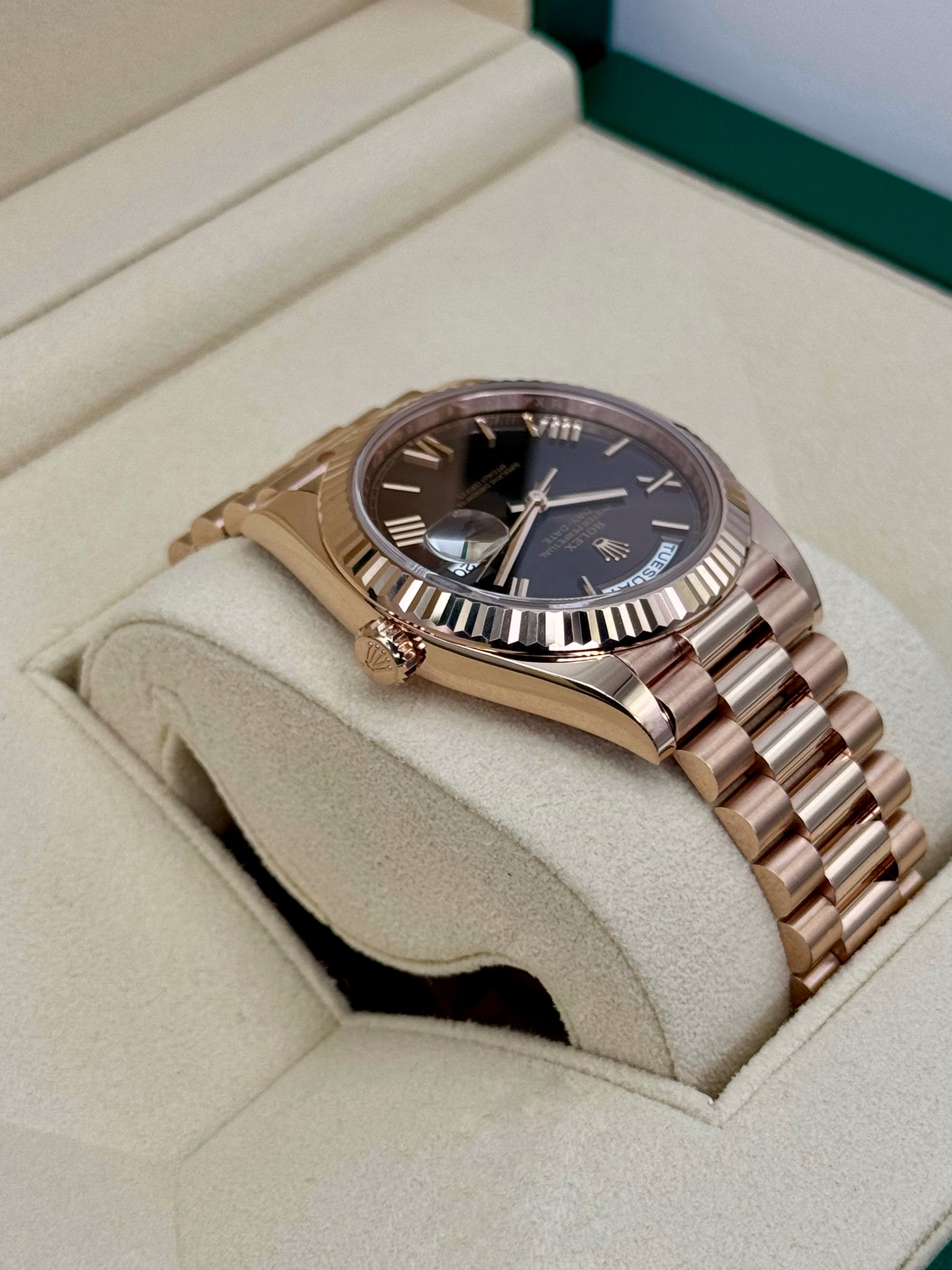 2024 Rolex Day-Date 40mm 228235 Rose Gold Chocolate Dial - MyWatchLLC